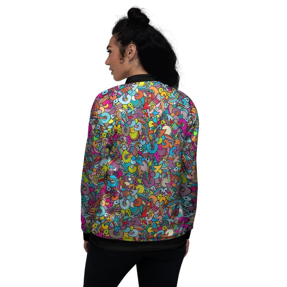 Psychedelic Print Women's Bomber Jacket-grizzshop