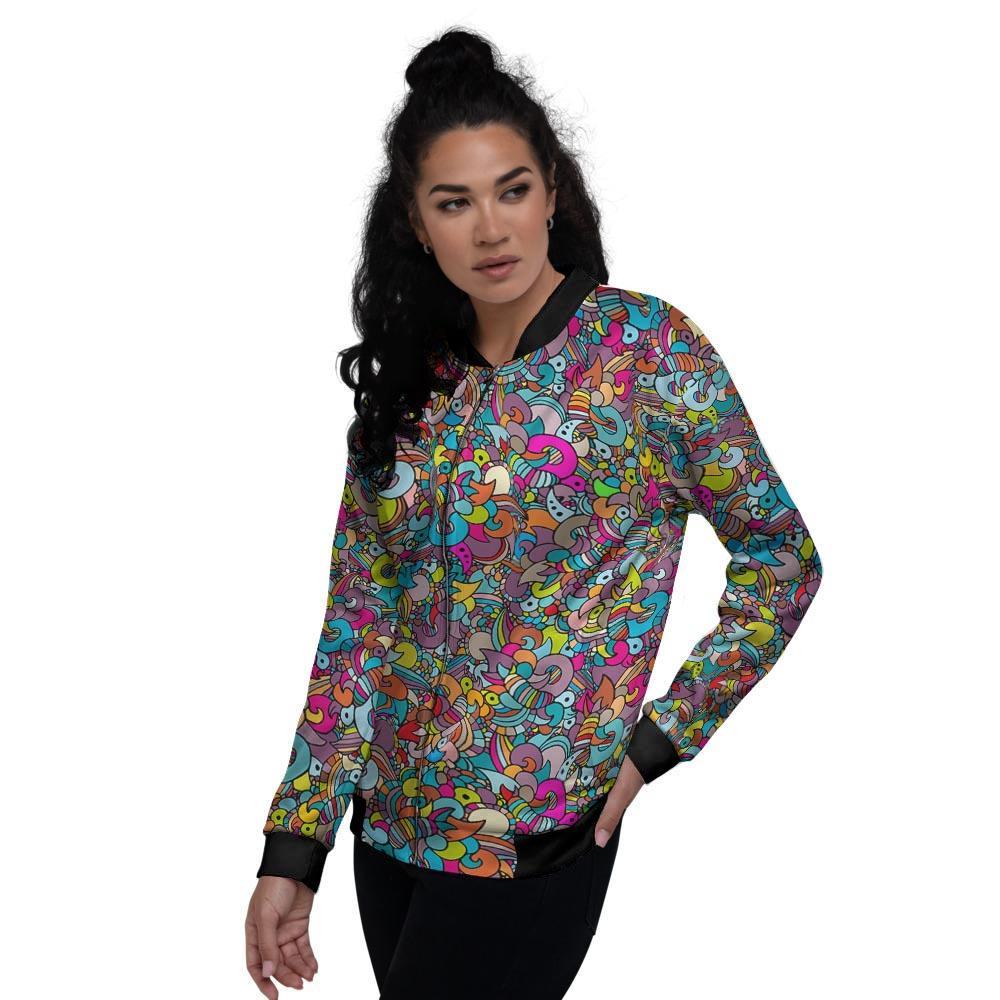 Psychedelic Print Women's Bomber Jacket-grizzshop