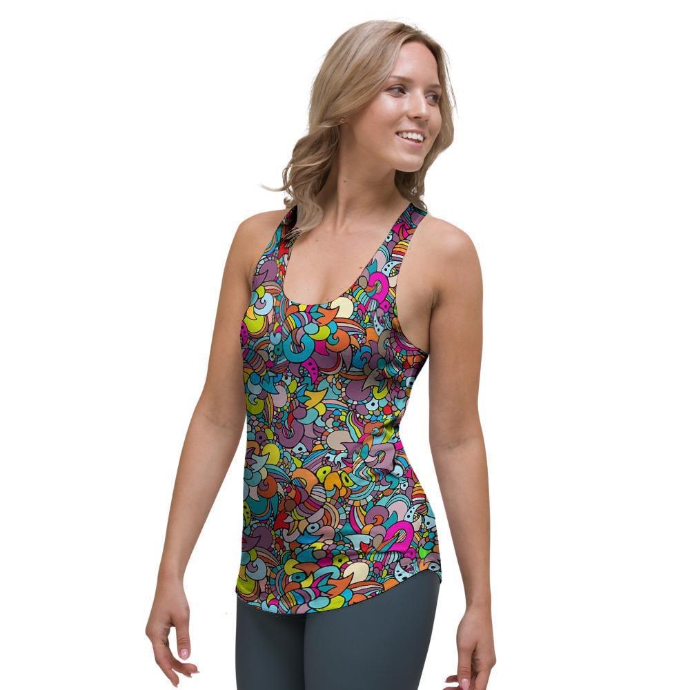 Psychedelic Print Women's Racerback Tank Top-grizzshop
