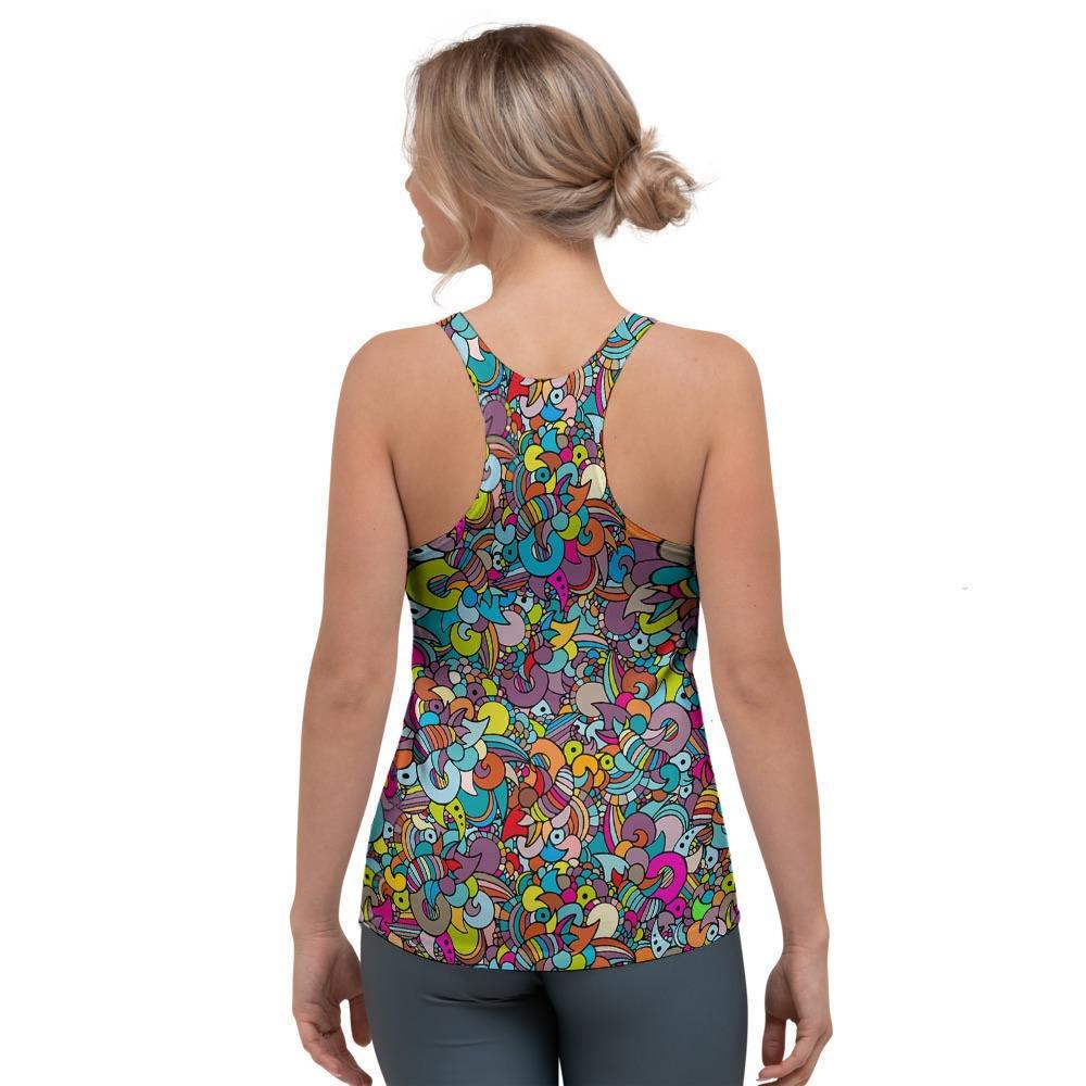 Psychedelic Print Women's Racerback Tank Top-grizzshop
