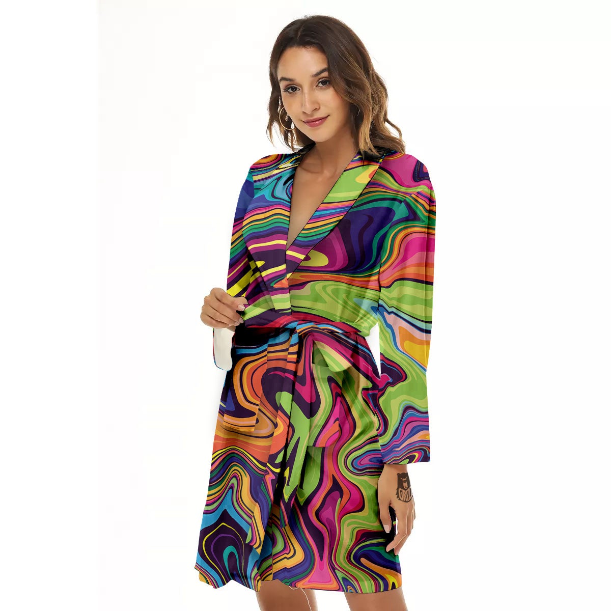 Psychedelic Print Women's Robe-grizzshop