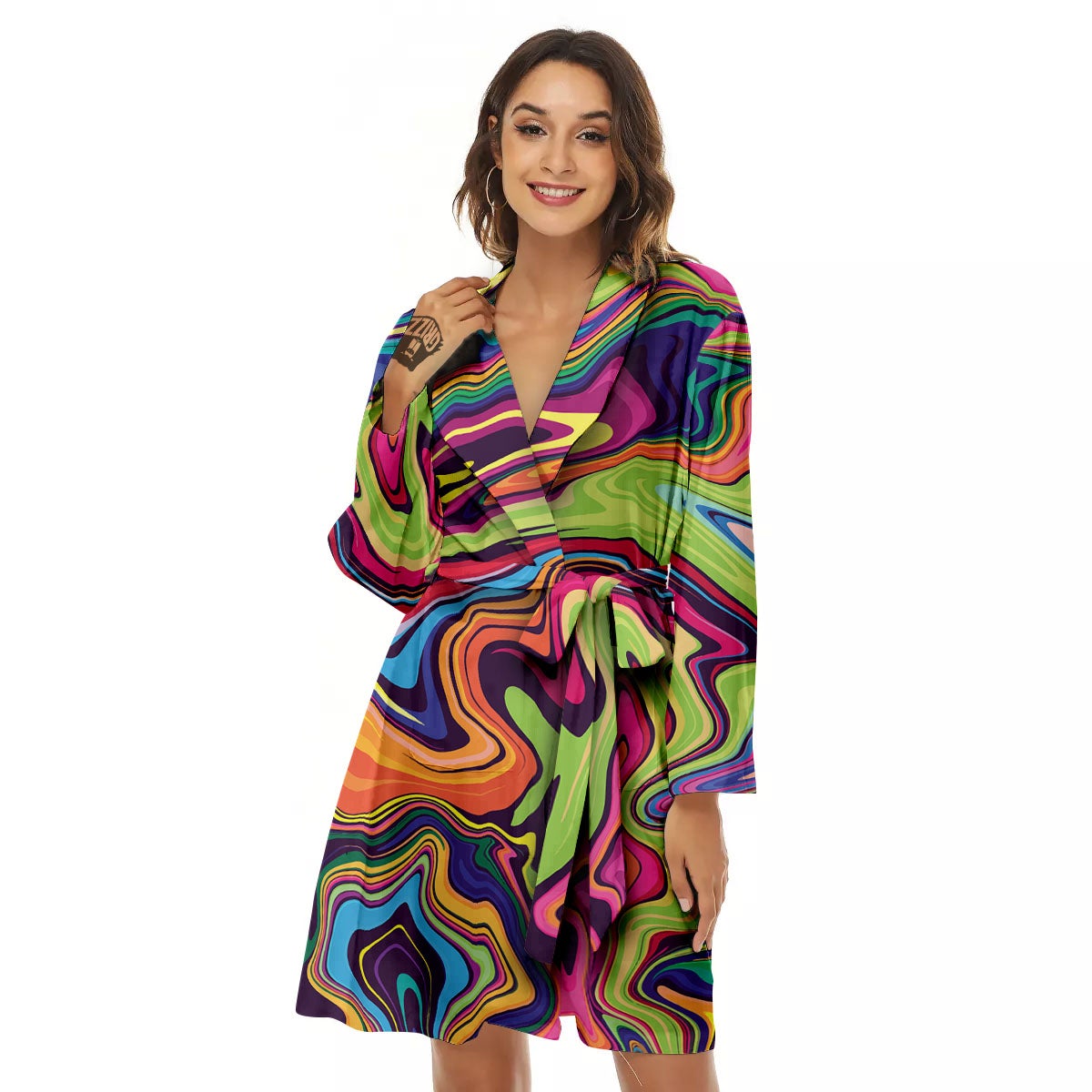 Psychedelic Print Women's Robe-grizzshop