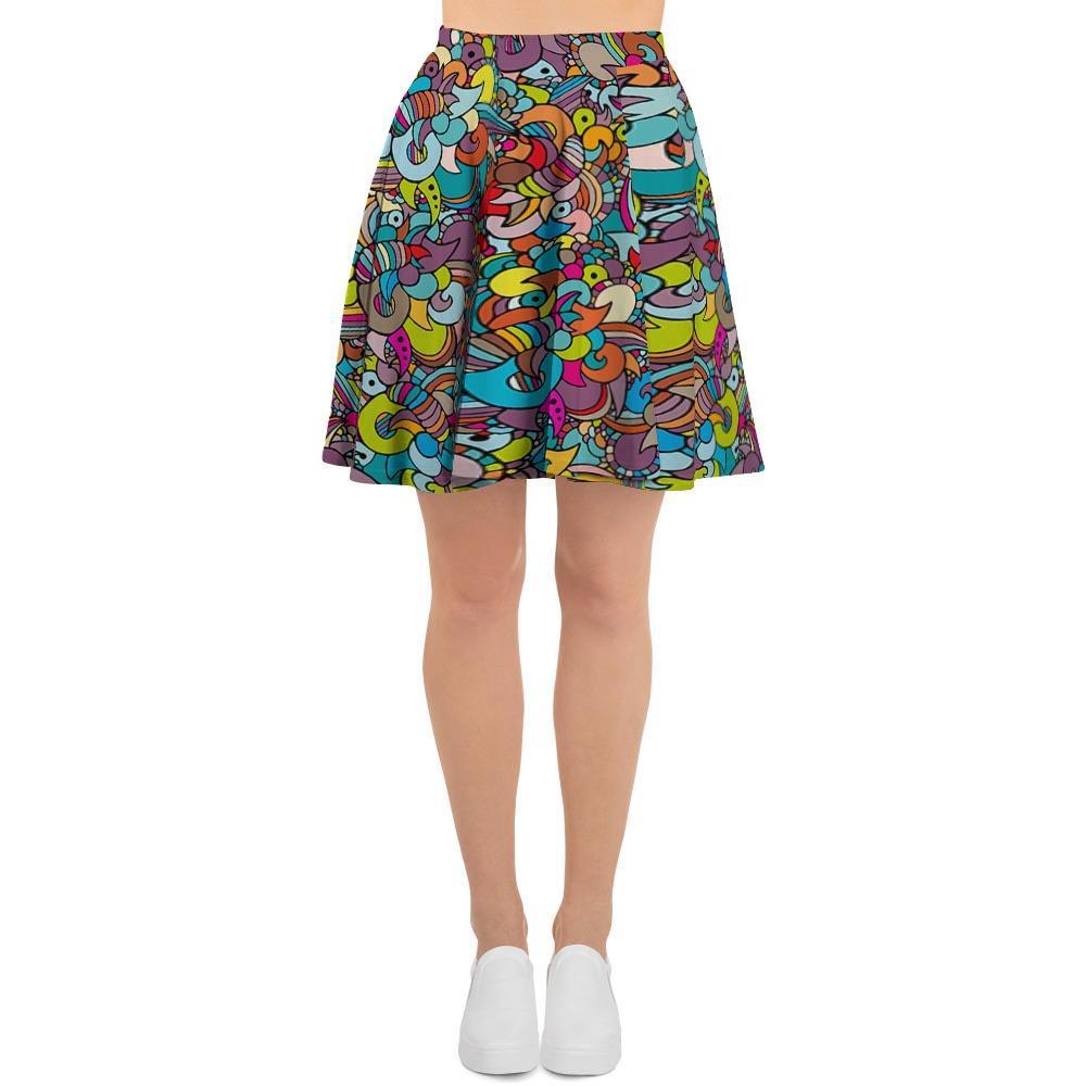 Psychedelic Print Women's Skirt-grizzshop