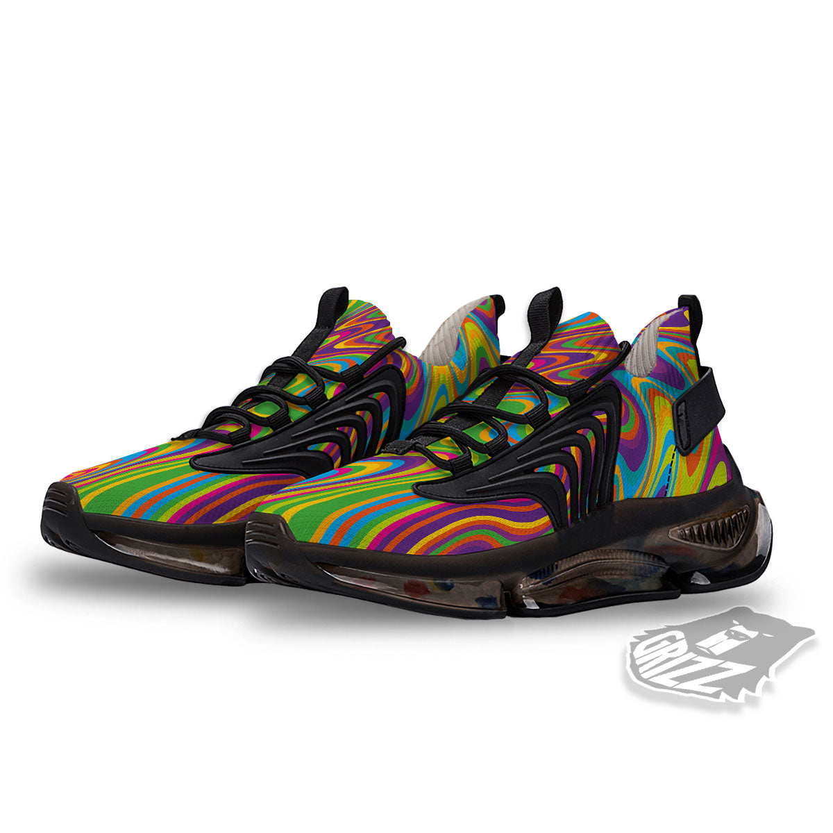 Psychedelic Rainbow Print Pattern Black Gym Shoes-grizzshop