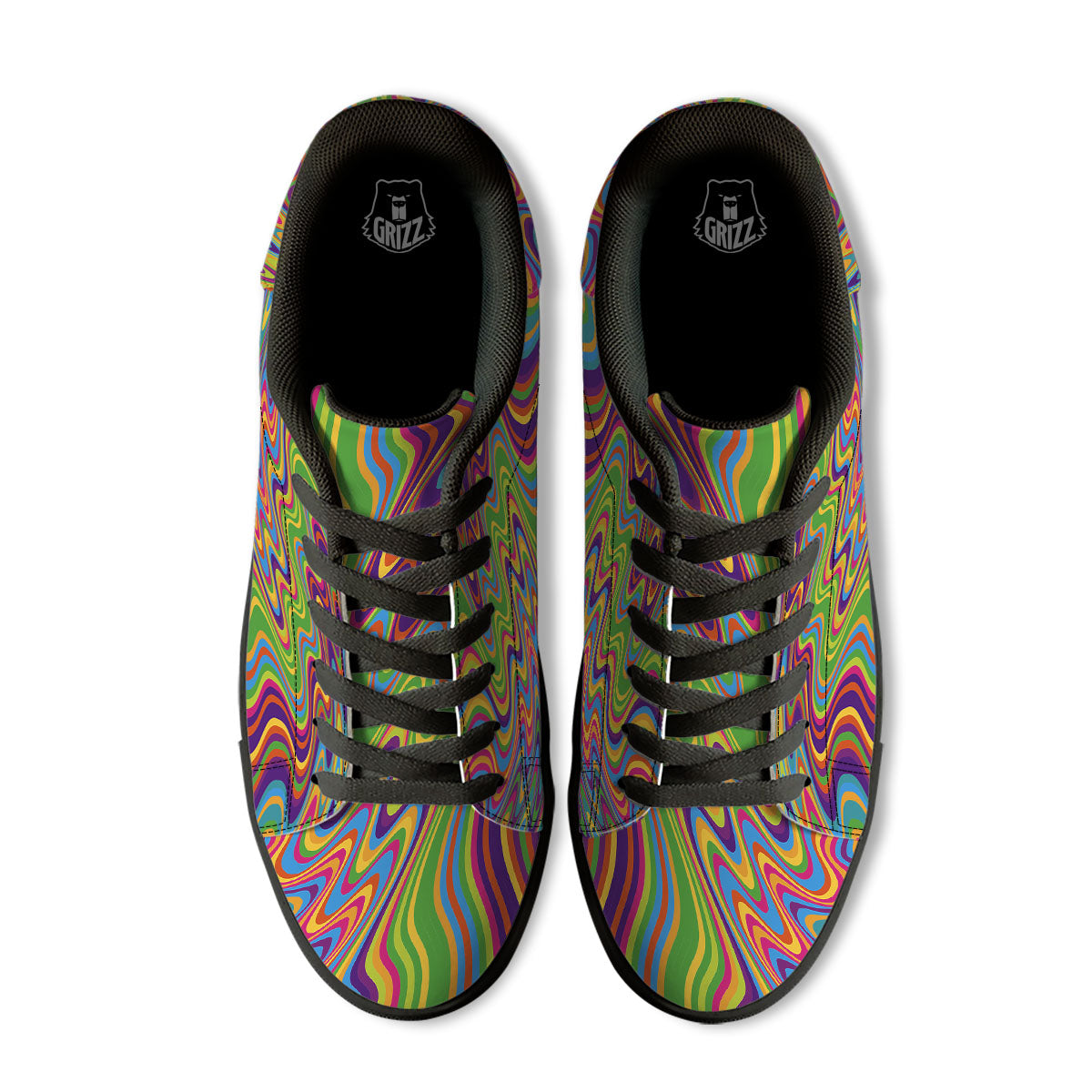 Psychedelic Rainbow Print Pattern Black Low Top Sneakers-grizzshop