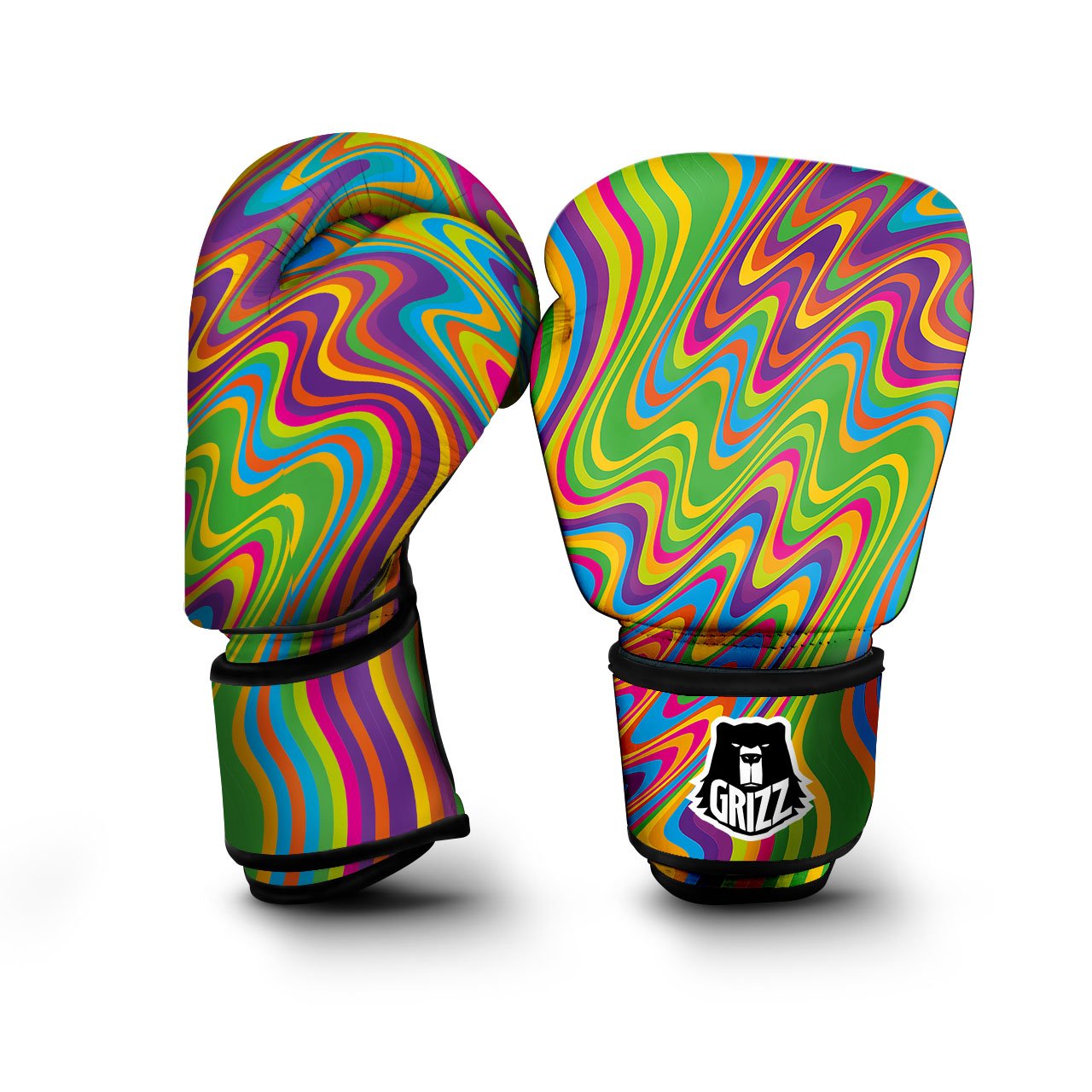 Psychedelic Rainbow Print Pattern Boxing Gloves-grizzshop