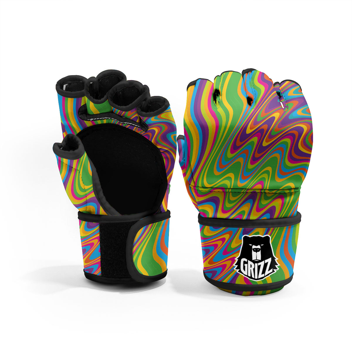 Psychedelic Rainbow Print Pattern MMA Gloves-grizzshop