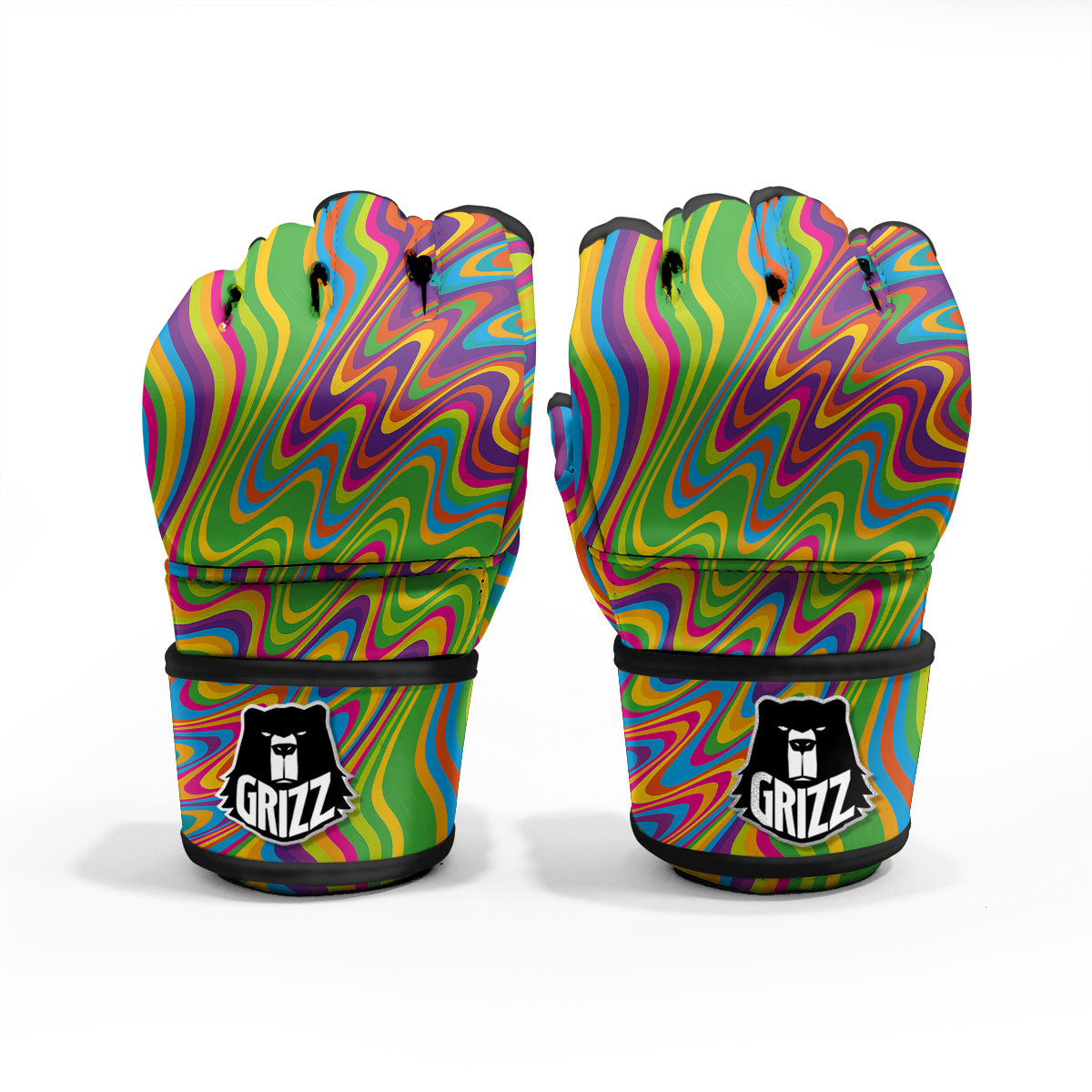 Psychedelic Rainbow Print Pattern MMA Gloves-grizzshop