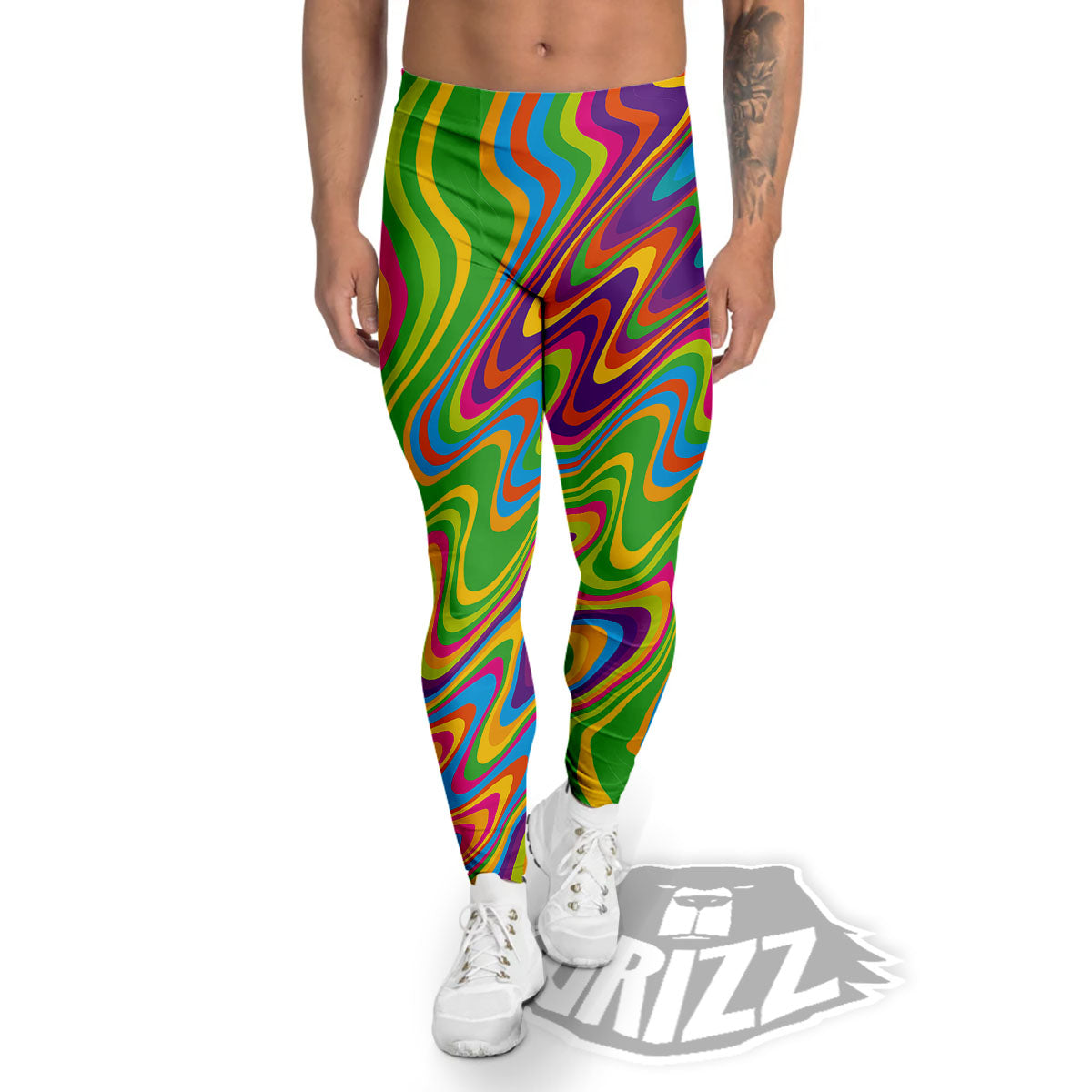 Psychedelic Rainbow Print Pattern Men's Leggings-grizzshop