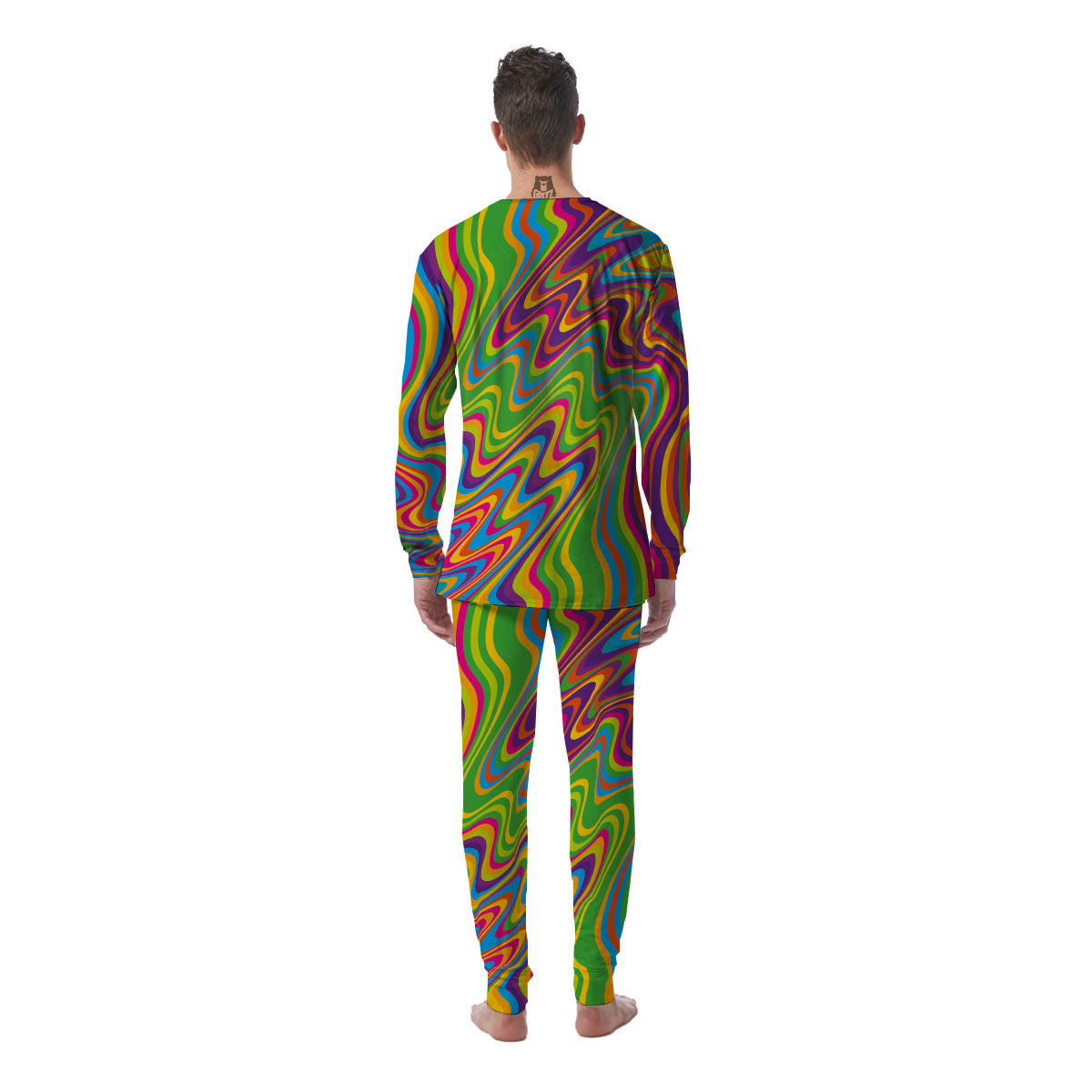Psychedelic Rainbow Print Pattern Men's Pajamas-grizzshop