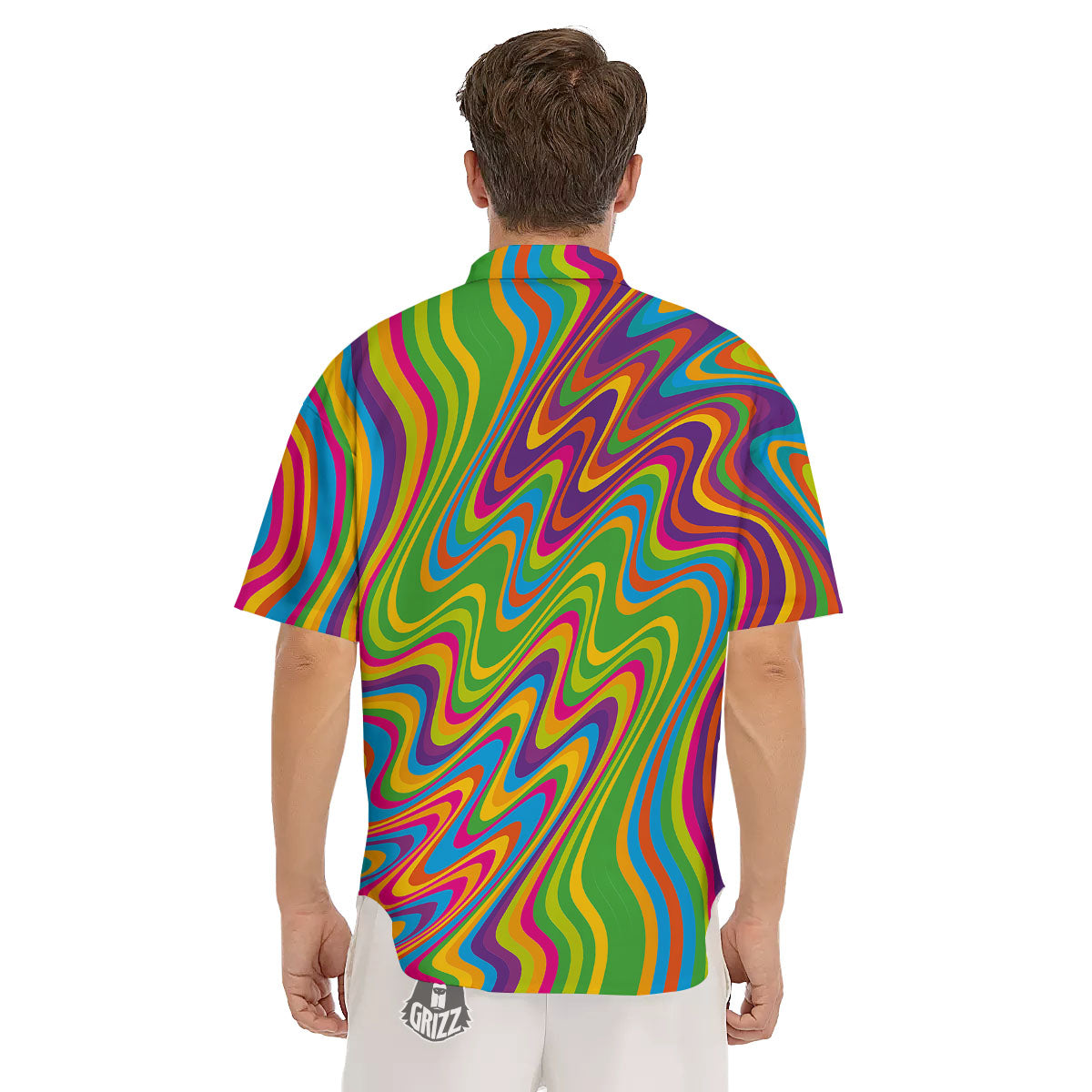 Psychedelic Rainbow Print Pattern Men's Short Sleeve Shirts-grizzshop