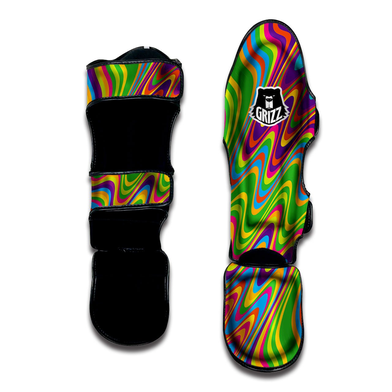 Psychedelic Rainbow Print Pattern Muay Thai Shin Guards-grizzshop
