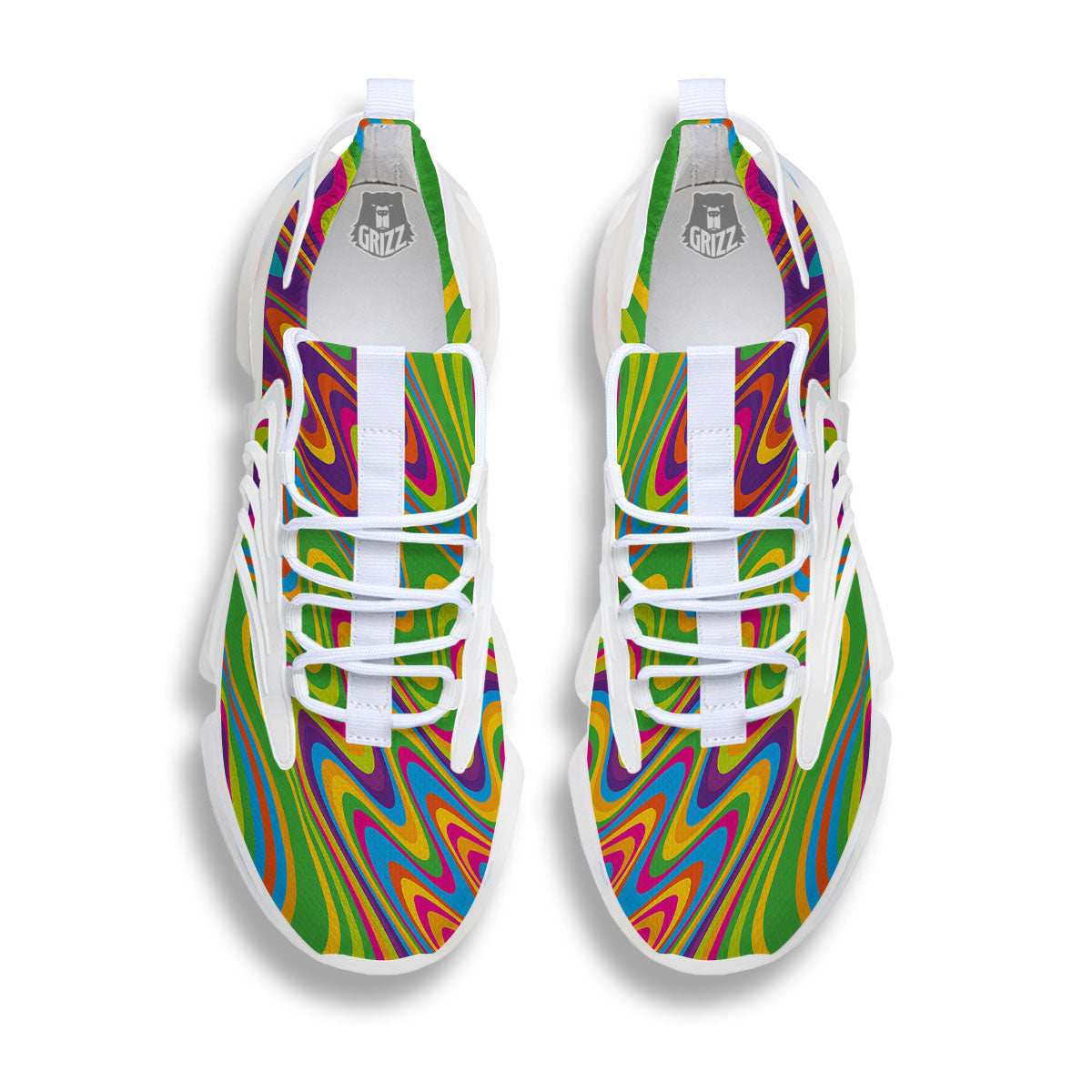 Psychedelic Rainbow Print Pattern White Gym Shoes-grizzshop