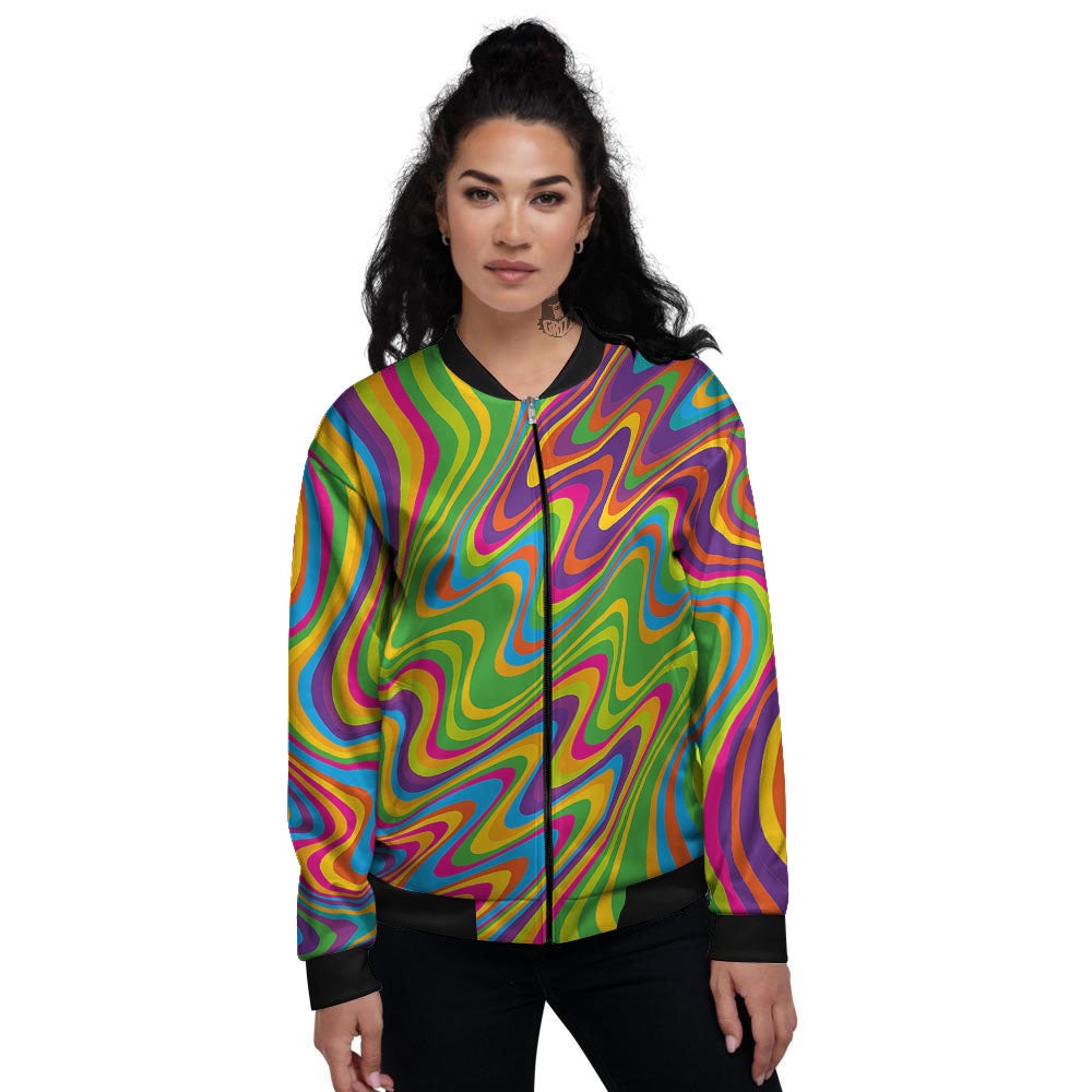 Psychedelic Rainbow Print Pattern Women's Bomber Jacket-grizzshop