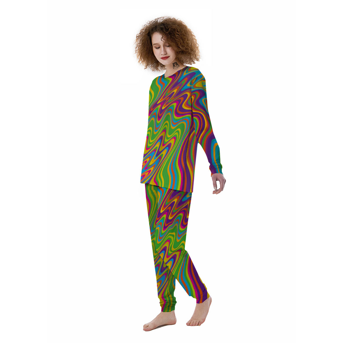 Psychedelic Rainbow Print Pattern Women's Pajamas-grizzshop