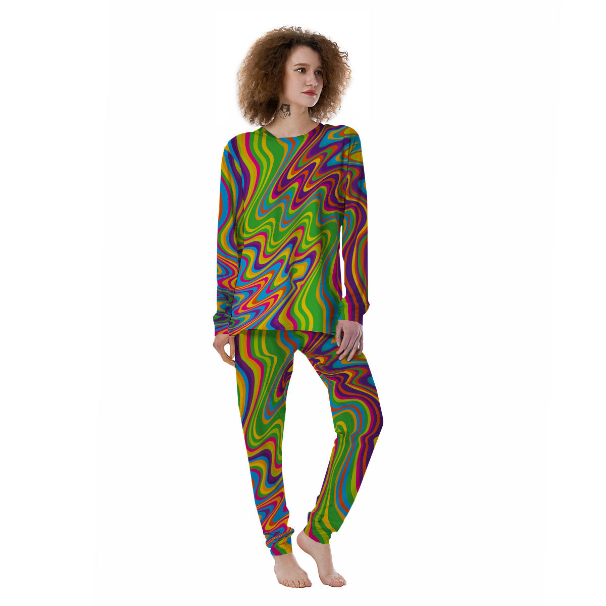 Psychedelic Rainbow Print Pattern Women's Pajamas-grizzshop