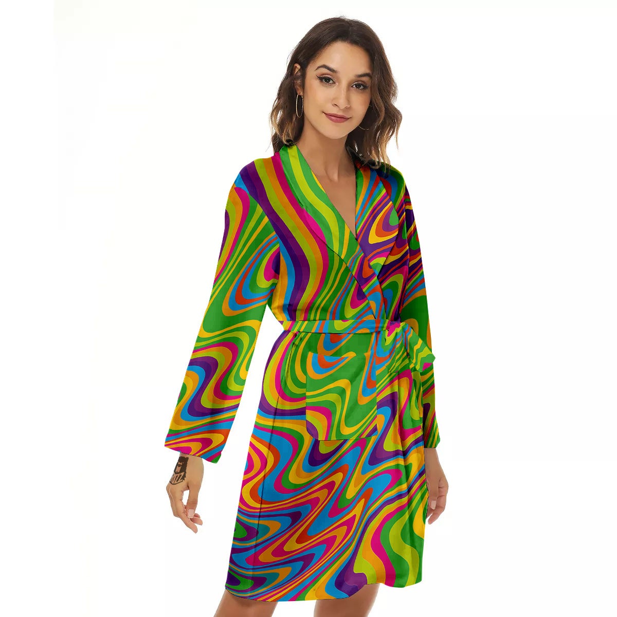 Psychedelic Rainbow Print Pattern Women's Robe-grizzshop
