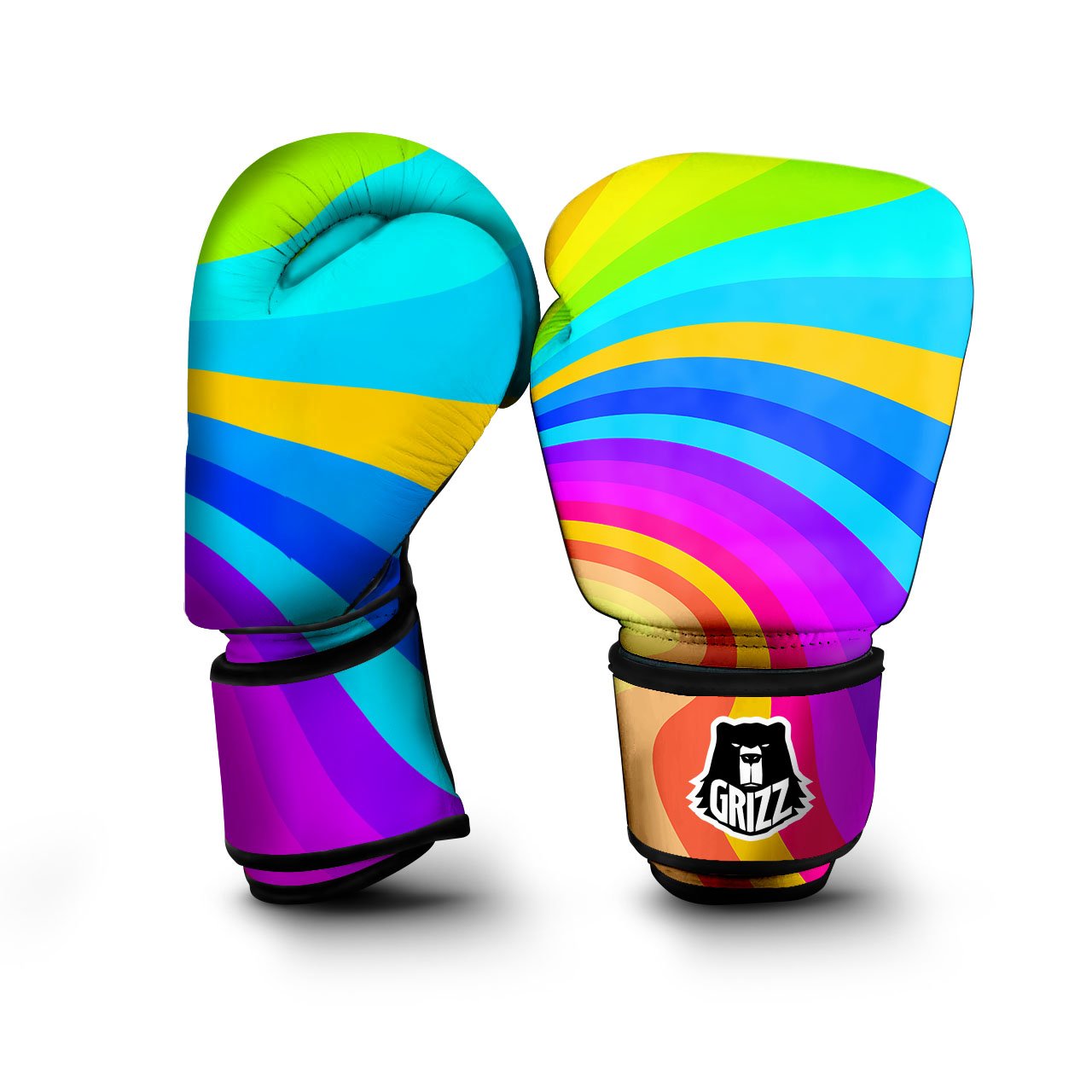 Psychedelic Rainbow Torus Print Boxing Gloves-grizzshop