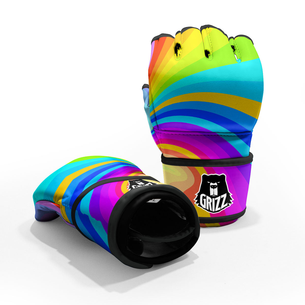 Psychedelic Rainbow Torus Print MMA Gloves-grizzshop