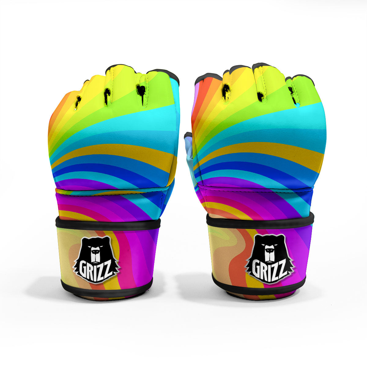 Psychedelic Rainbow Torus Print MMA Gloves-grizzshop
