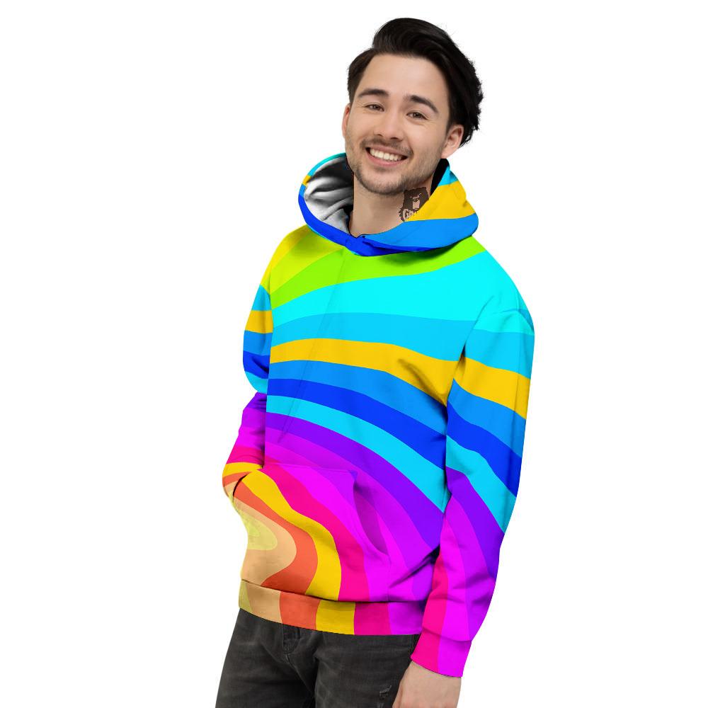 Psychedelic Rainbow Torus Print Men's Hoodie-grizzshop