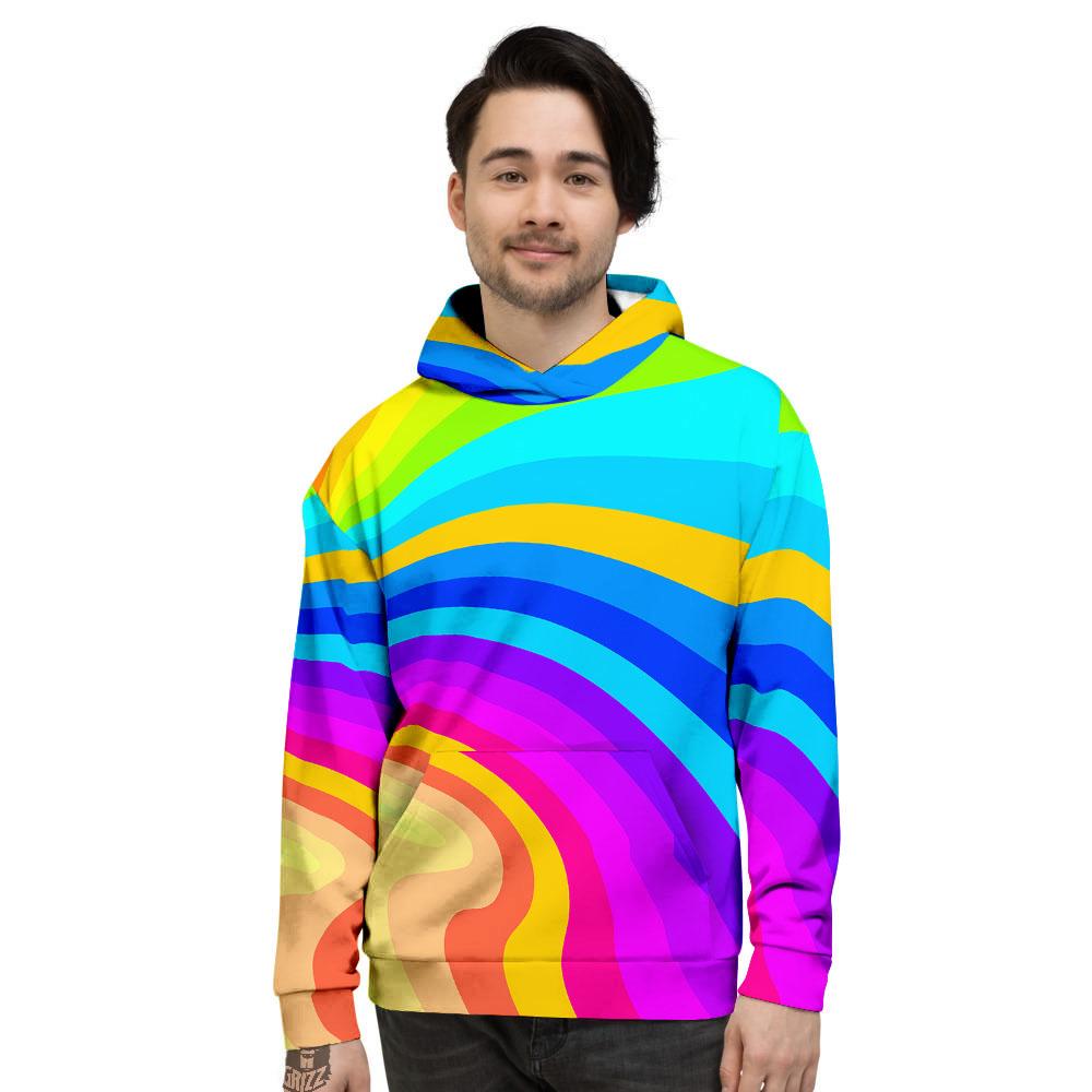 Psychedelic Rainbow Torus Print Men's Hoodie-grizzshop