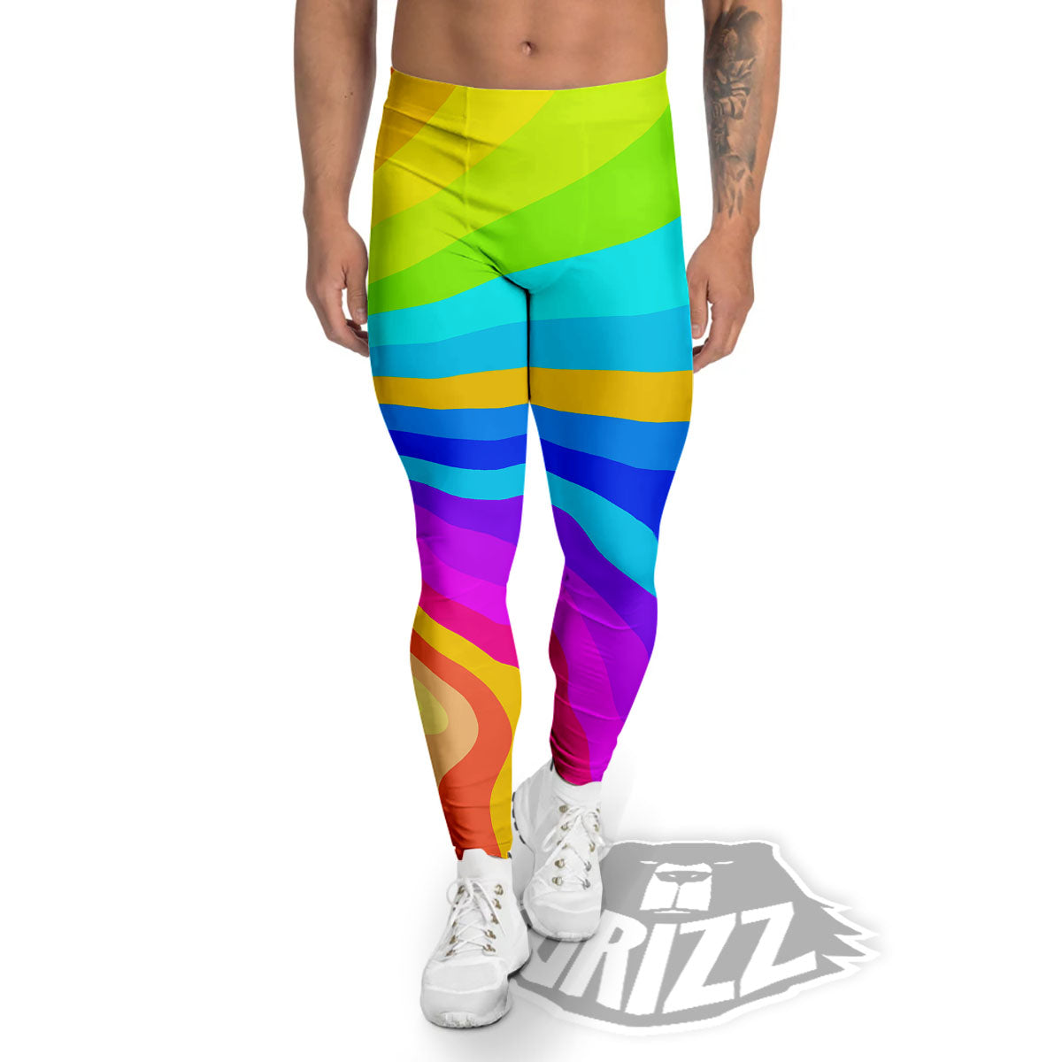 Psychedelic Rainbow Torus Print Men's Leggings-grizzshop