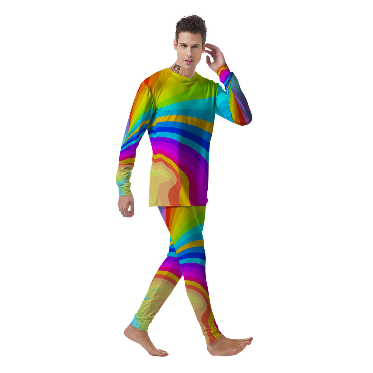 Psychedelic Rainbow Torus Print Men's Pajamas-grizzshop