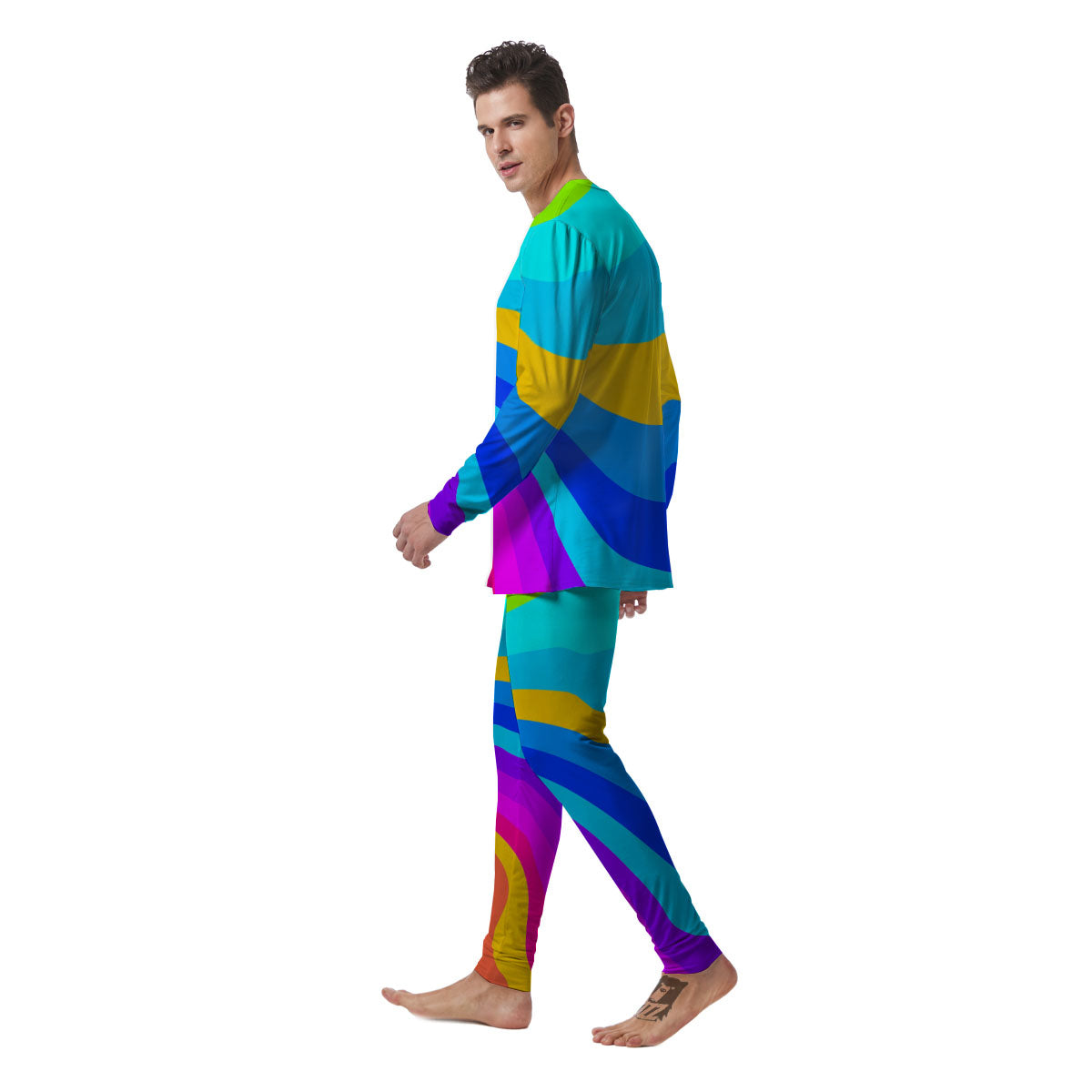 Psychedelic Rainbow Torus Print Men's Pajamas-grizzshop