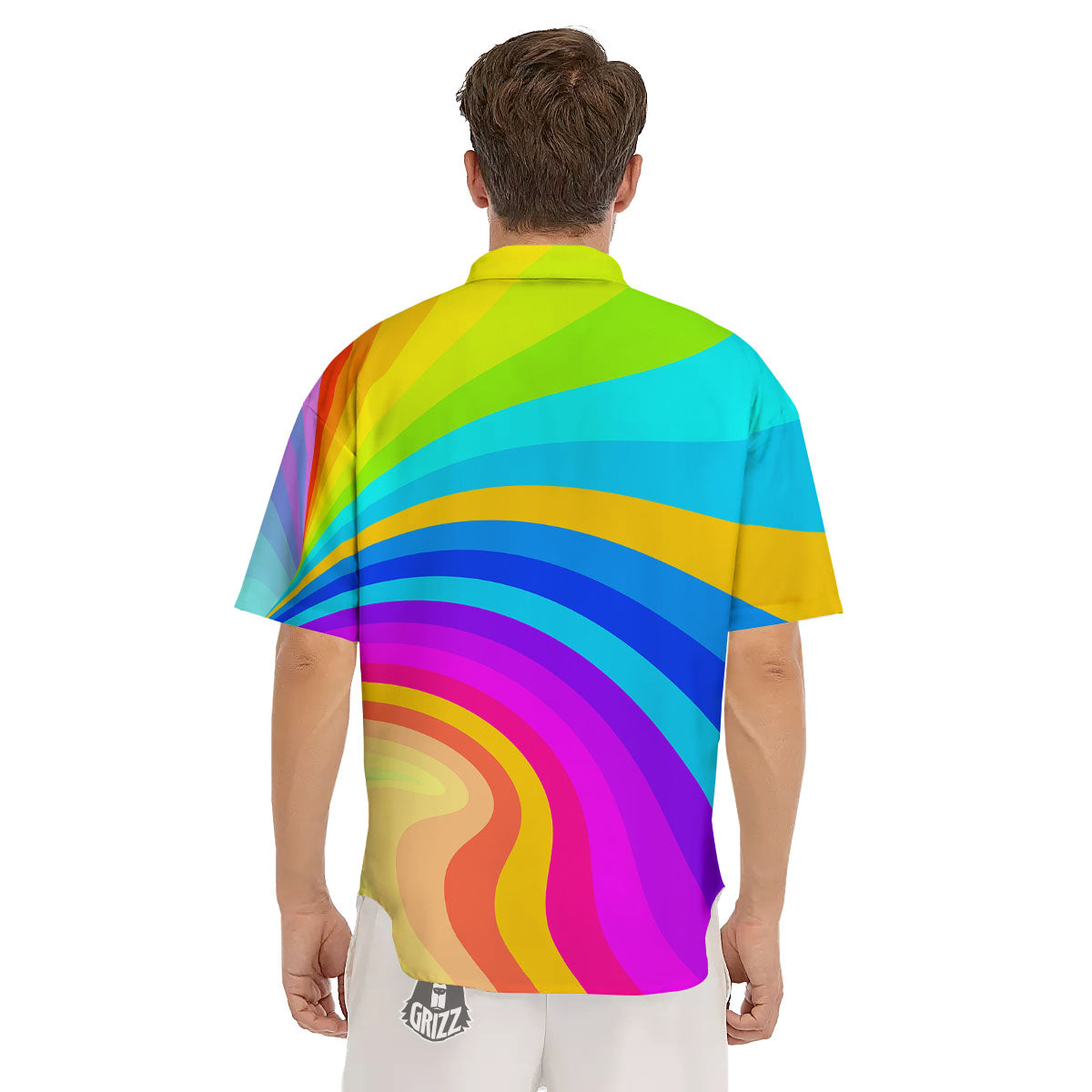 Psychedelic Rainbow Torus Print Men's Short Sleeve Shirts-grizzshop