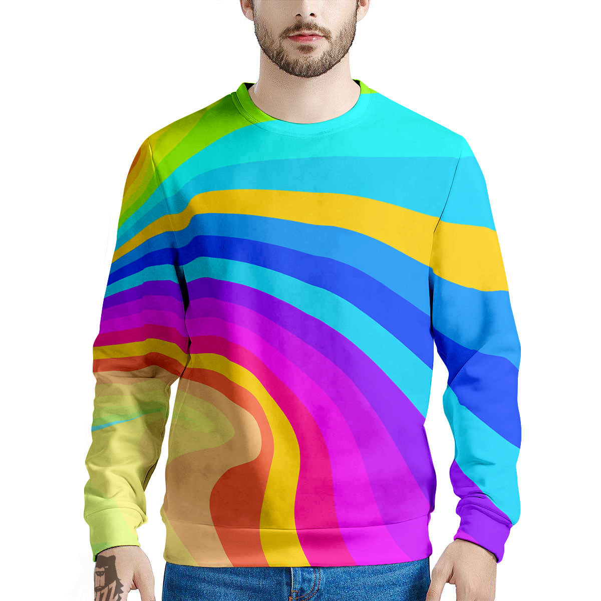 Psychedelic Rainbow Torus Print Men's Sweatshirt-grizzshop