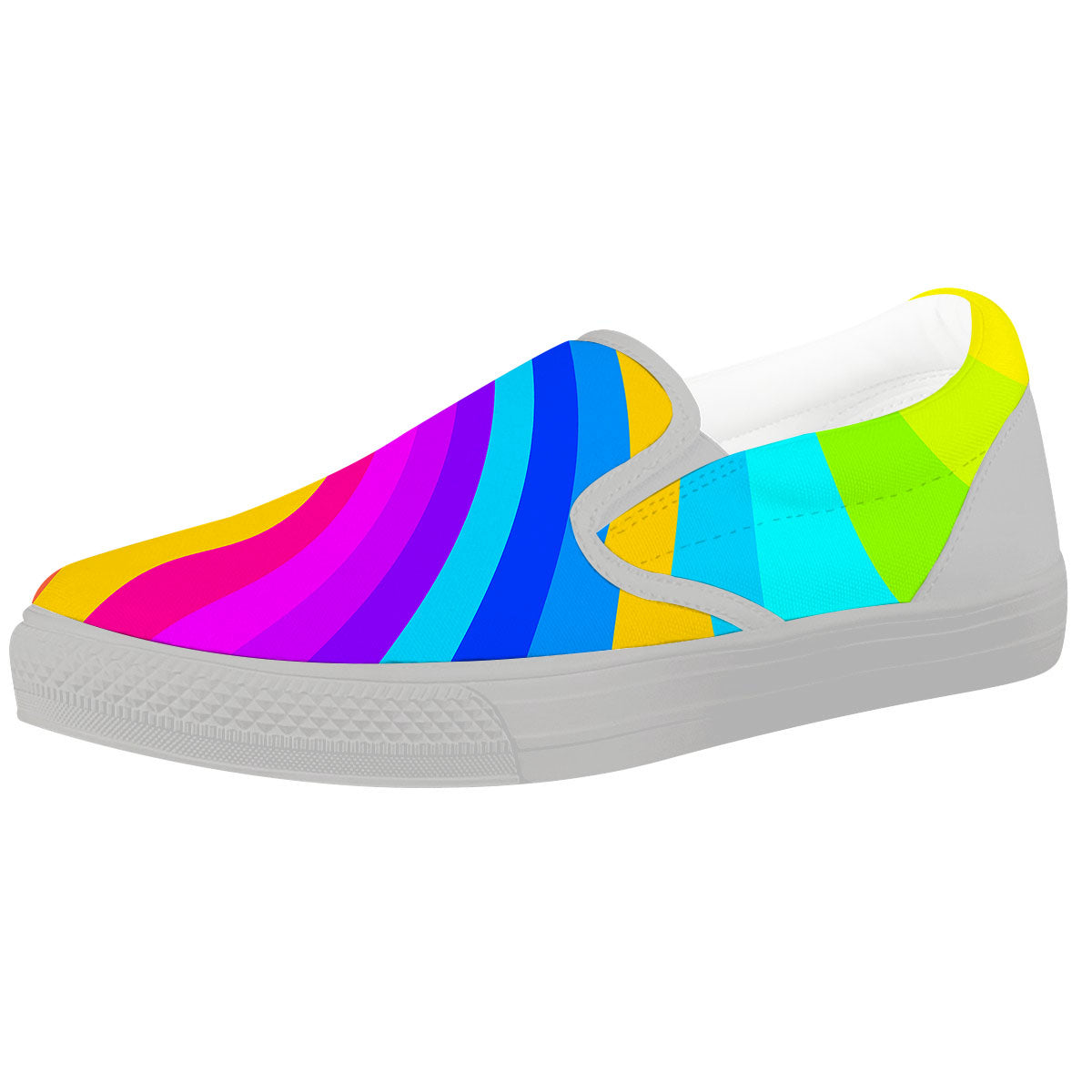 Psychedelic Rainbow Torus Print White Slip On Shoes-grizzshop