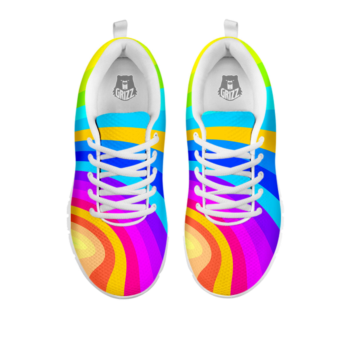 Psychedelic Rainbow Torus Print White Sneaker-grizzshop
