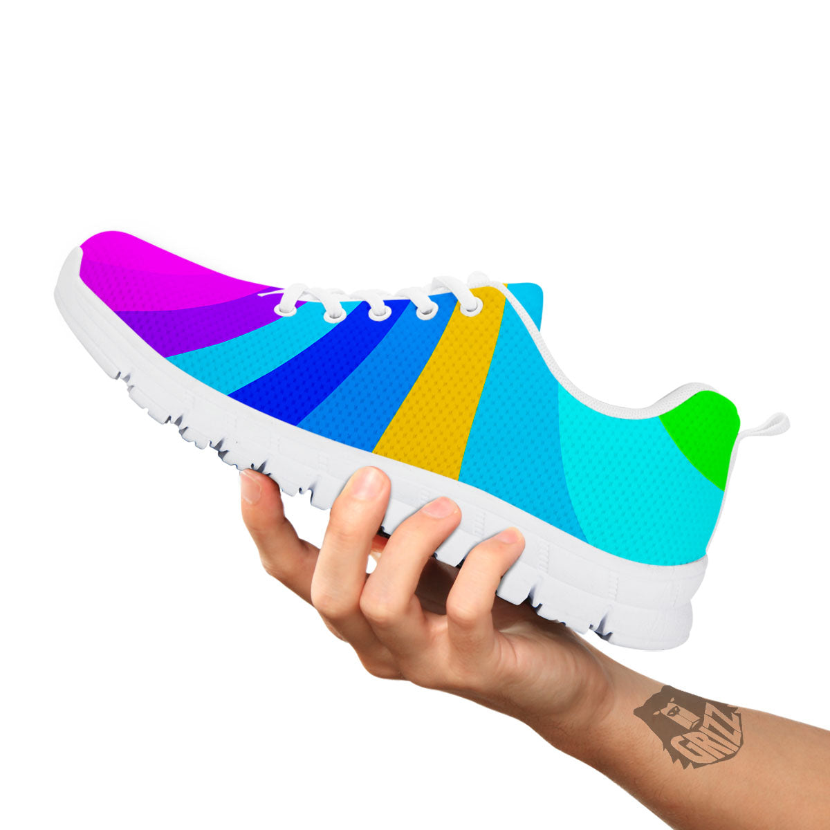 Psychedelic Rainbow Torus Print White Sneaker-grizzshop