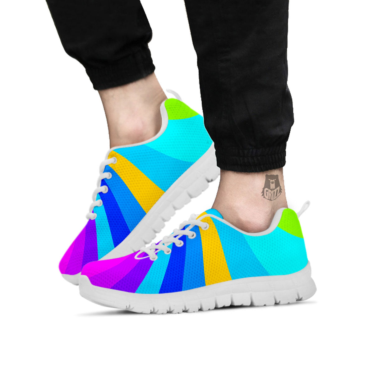 Psychedelic Rainbow Torus Print White Sneaker-grizzshop