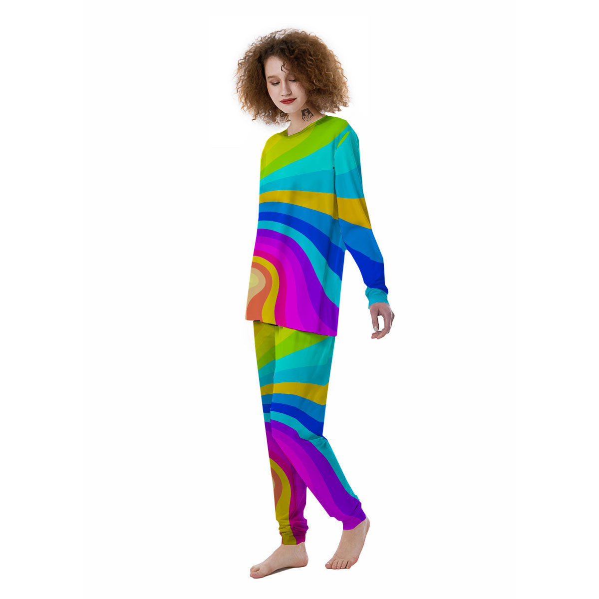 Psychedelic Rainbow Torus Print Women's Pajamas-grizzshop