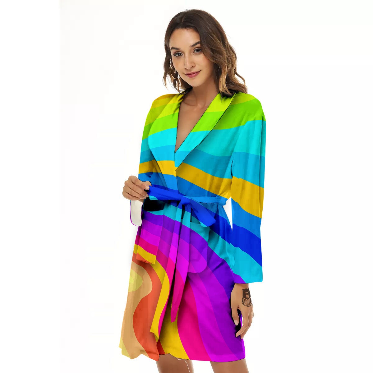 Psychedelic Rainbow Torus Print Women's Robe-grizzshop