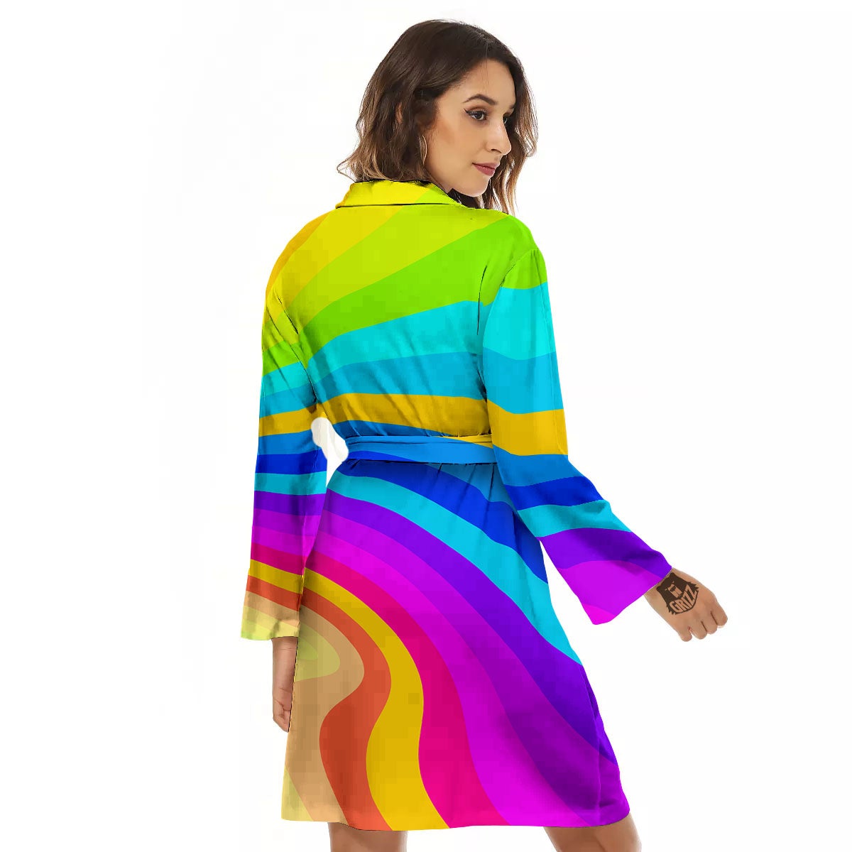 Psychedelic Rainbow Torus Print Women's Robe-grizzshop