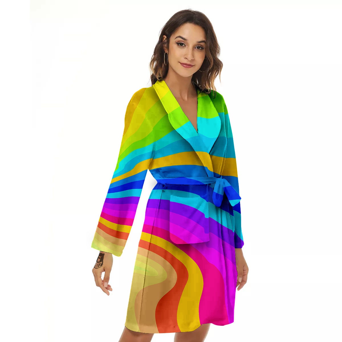 Psychedelic Rainbow Torus Print Women's Robe-grizzshop