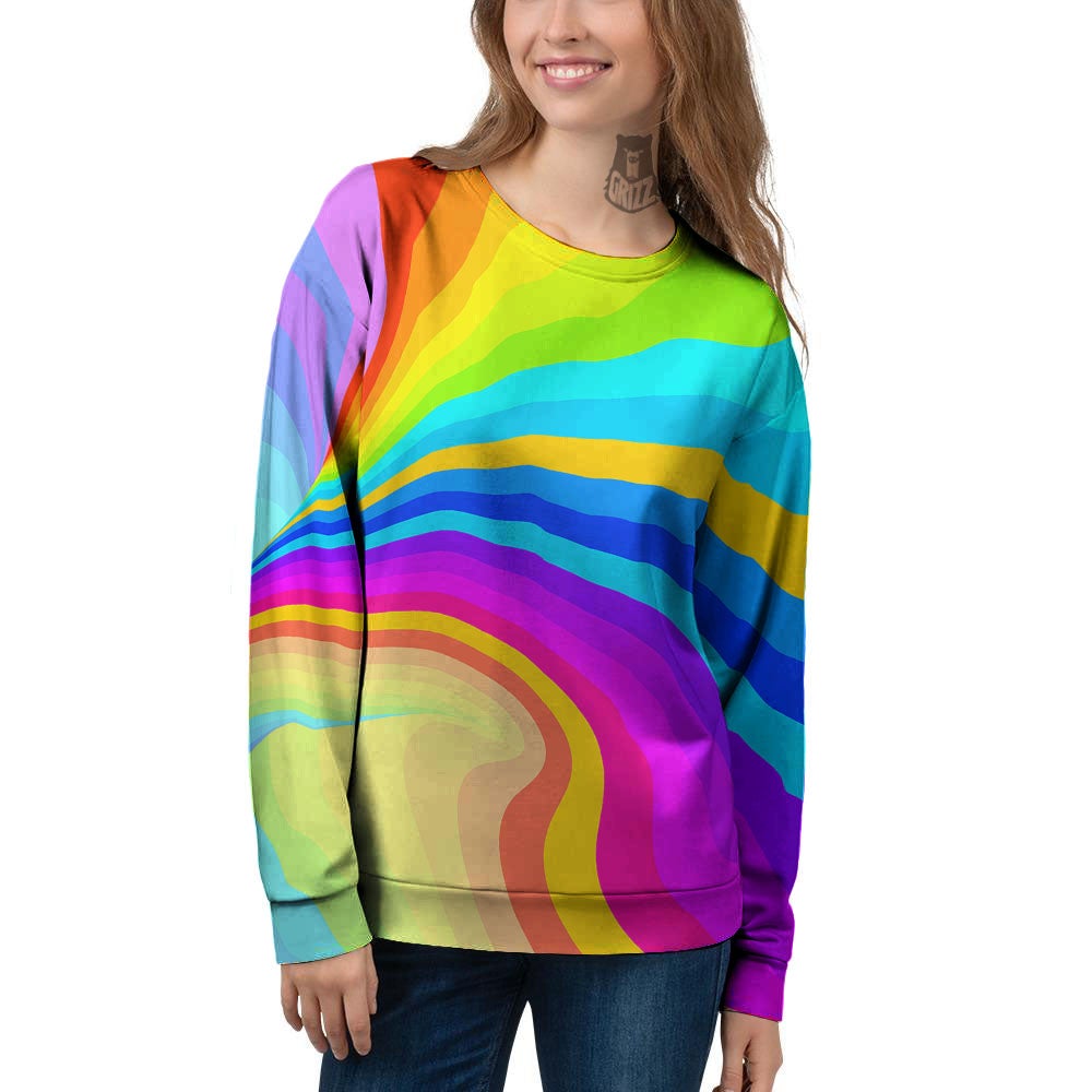 Psychedelic Rainbow Torus Print Women's Sweatshirt-grizzshop