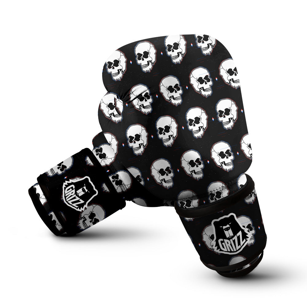 Psychedelic Skull Glitch Print Pattern Boxing Gloves-grizzshop