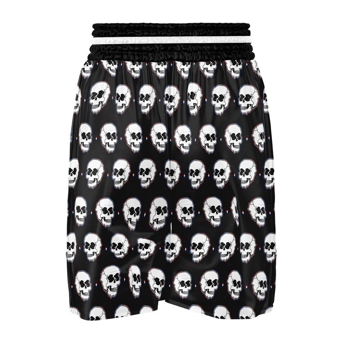 Psychedelic Skull Glitch Print Pattern Boxing Shorts-grizzshop