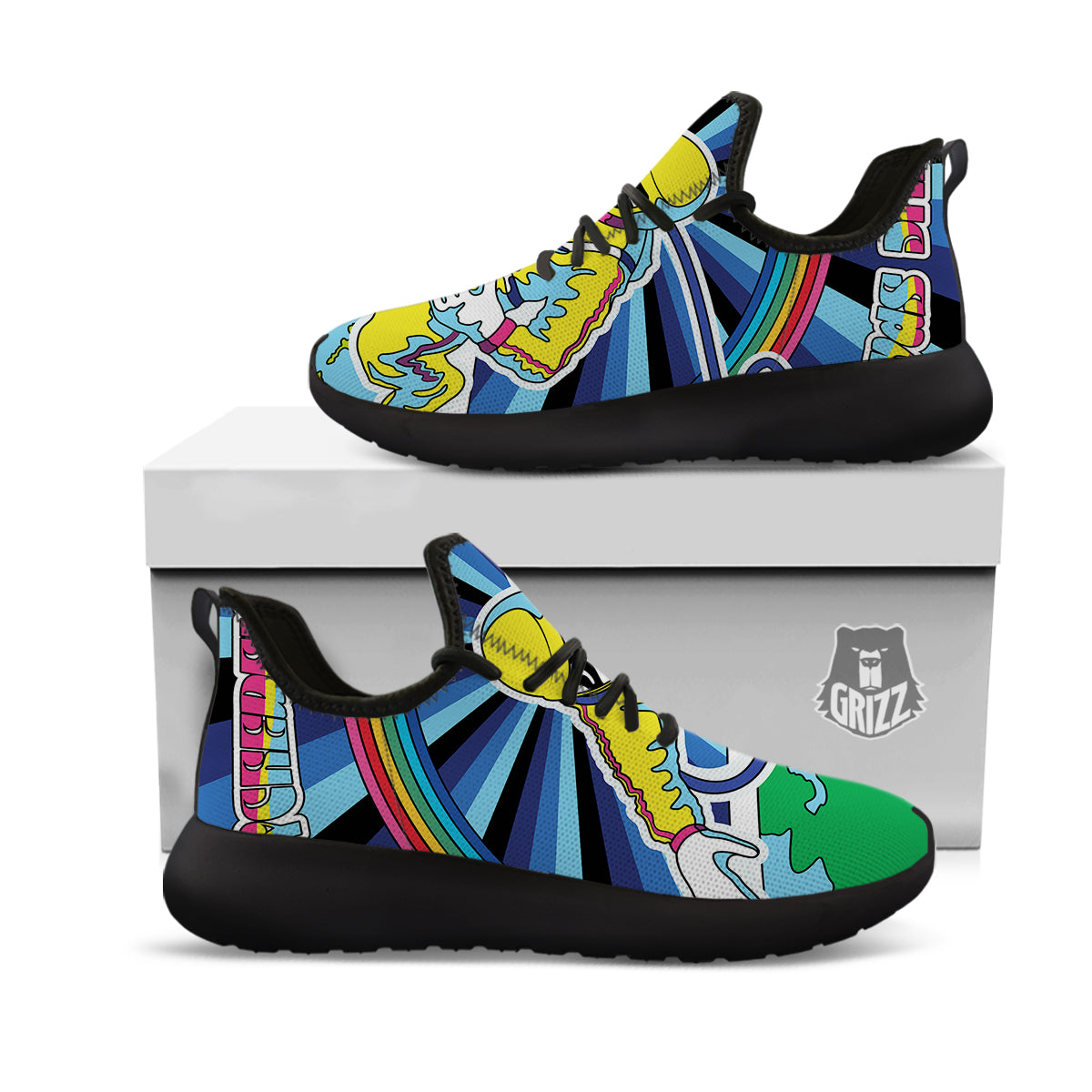 Psychedelic Space And Astronaut Print Black Athletic Shoes-grizzshop