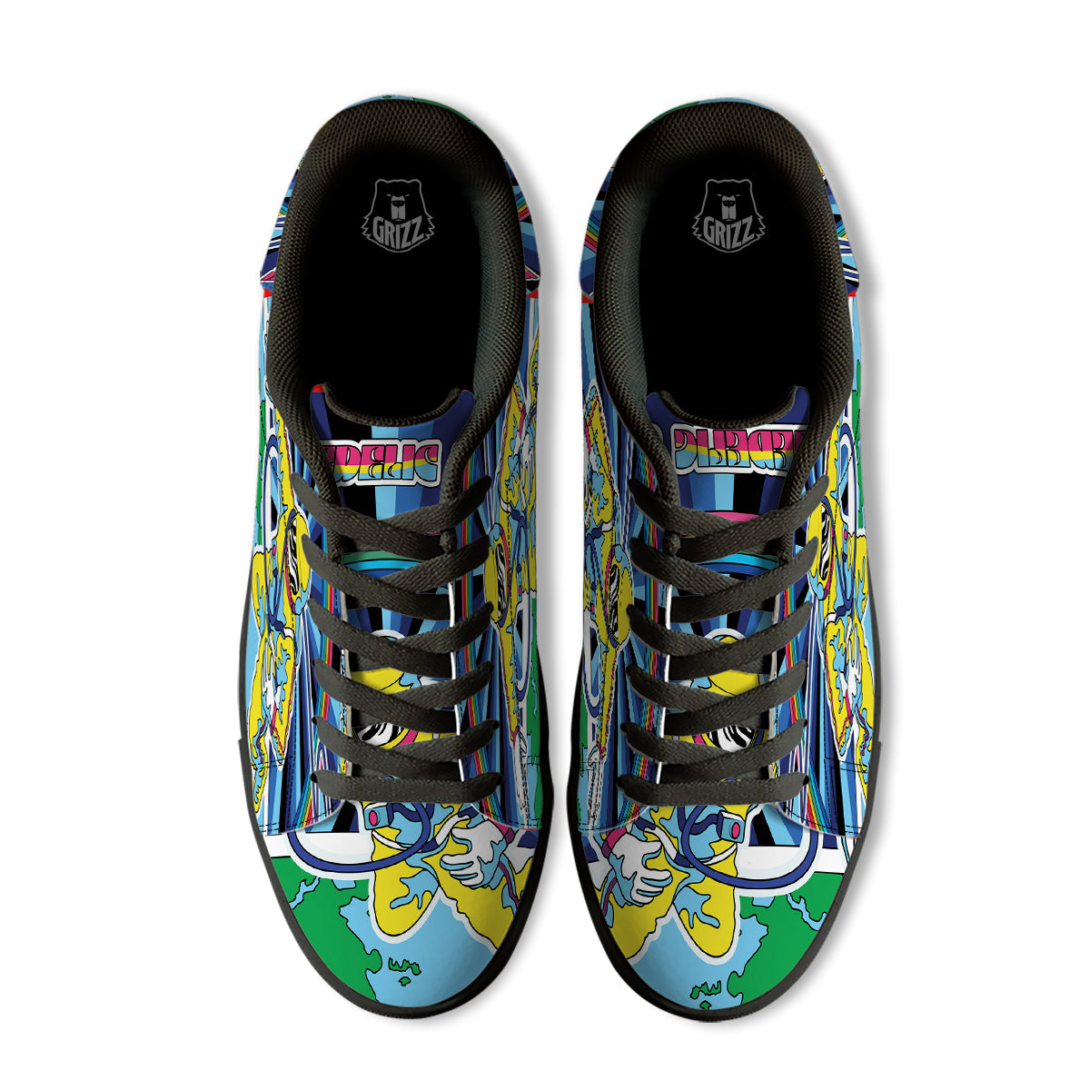 Psychedelic Space And Astronaut Print Black Low Top Sneakers-grizzshop