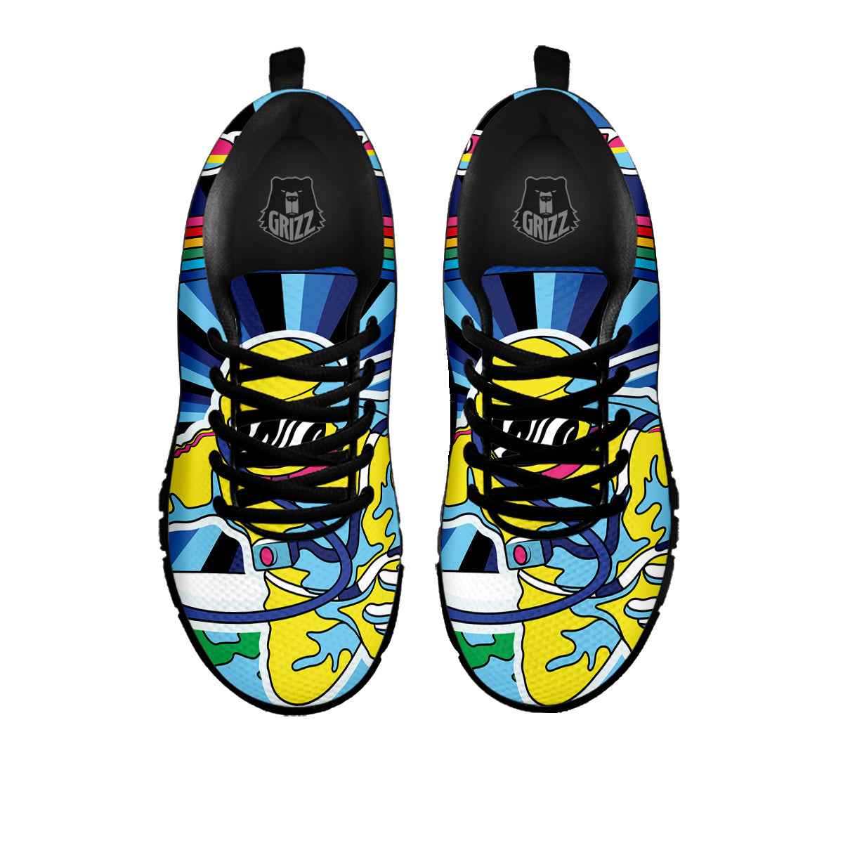 Psychedelic Space And Astronaut Print Black Sneaker-grizzshop