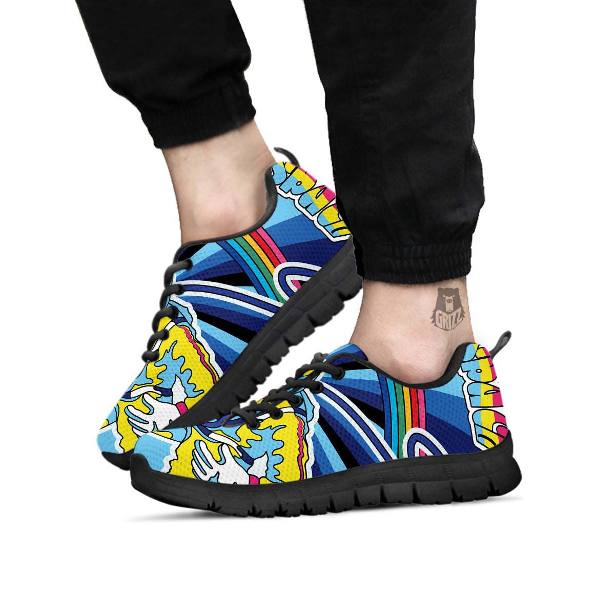 Psychedelic Space And Astronaut Print Black Sneaker-grizzshop