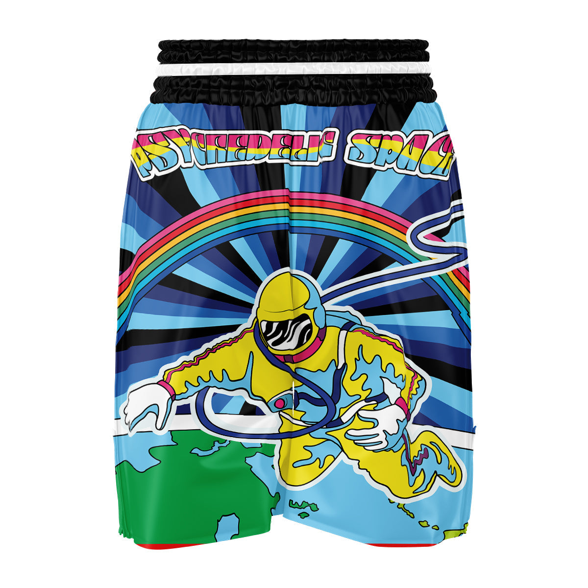 Psychedelic Space And Astronaut Print Boxing Shorts-grizzshop