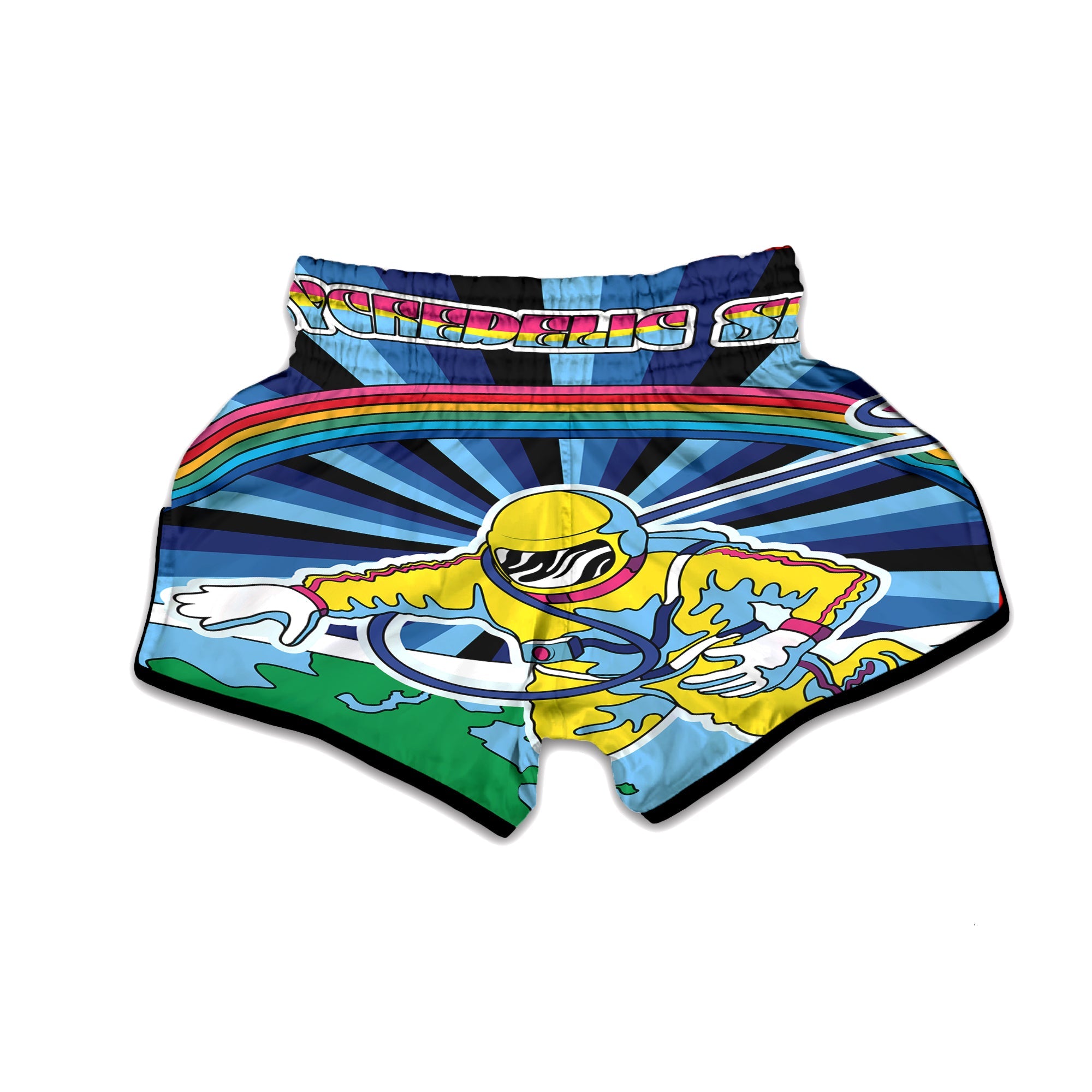 Psychedelic Space And Astronaut Print Muay Thai Boxing Shorts-grizzshop