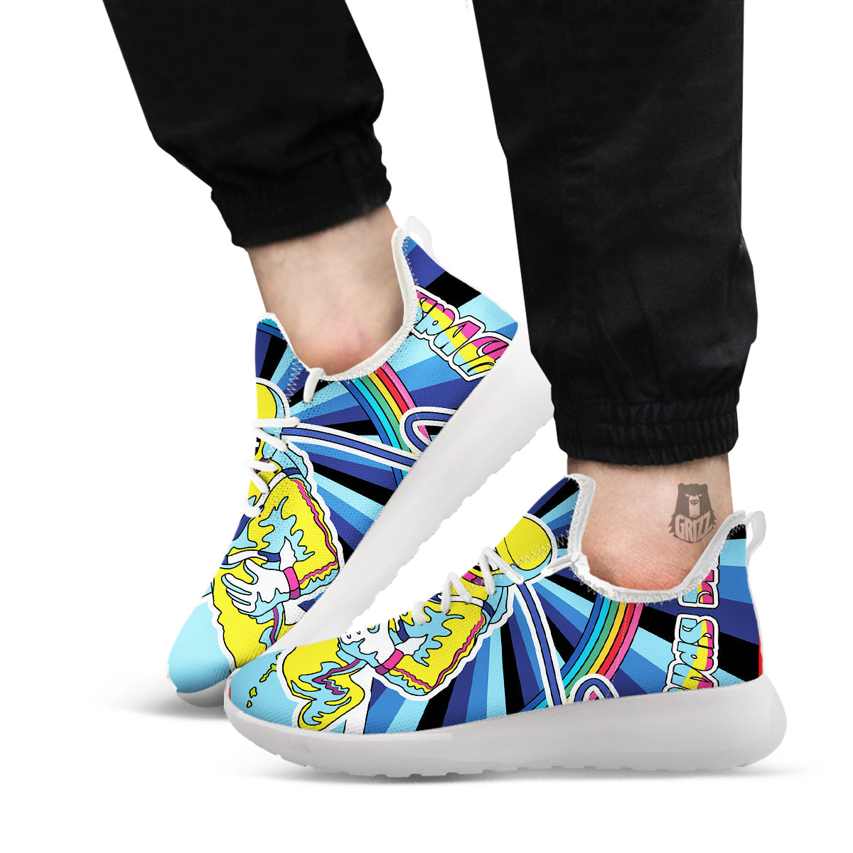 Psychedelic Space And Astronaut Print White Athletic Shoes-grizzshop