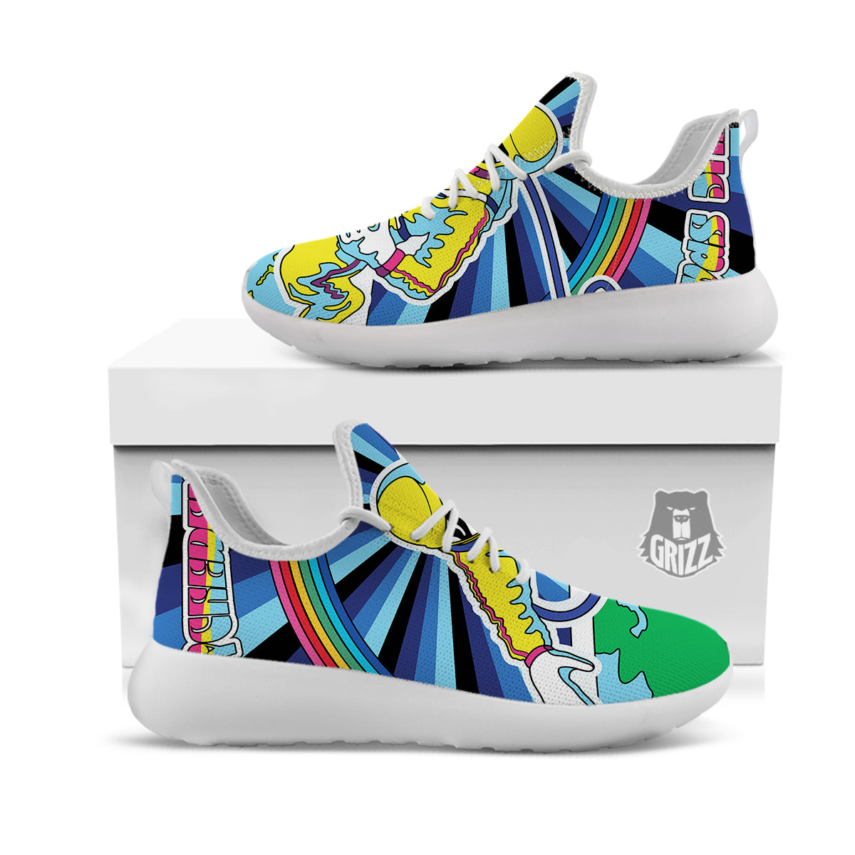 Psychedelic Space And Astronaut Print White Athletic Shoes-grizzshop